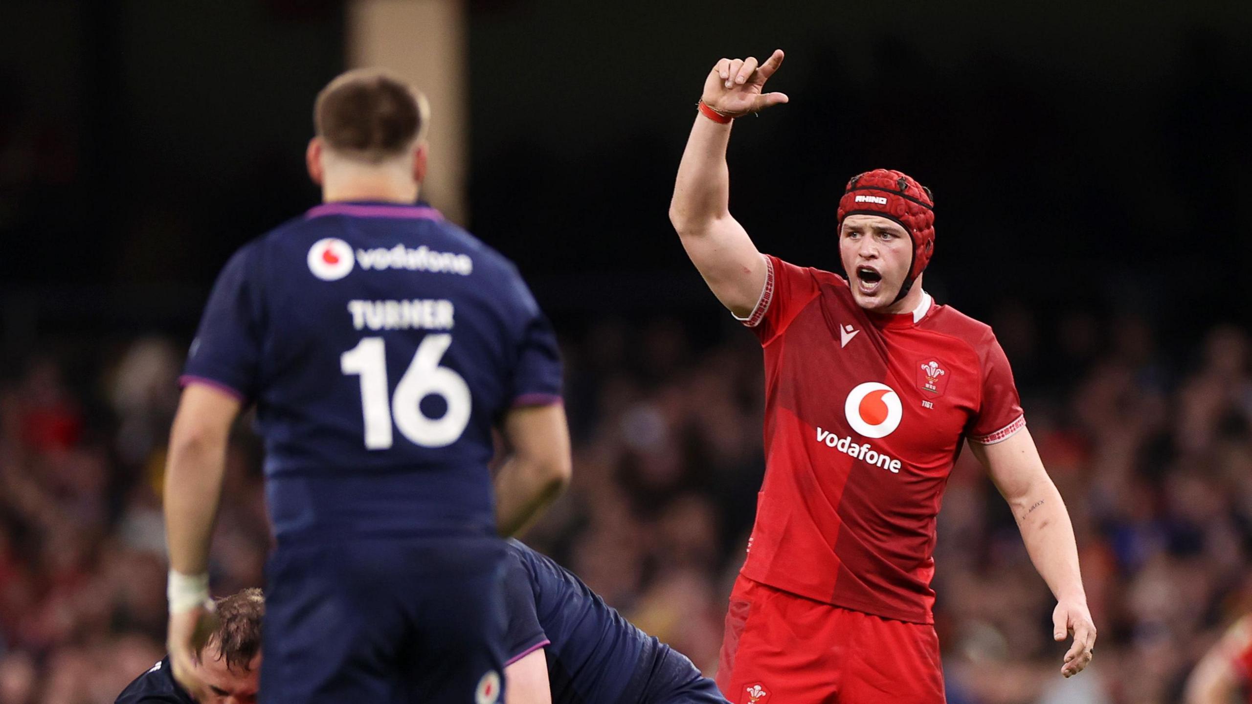 James Botham in action for Wales against Scotland