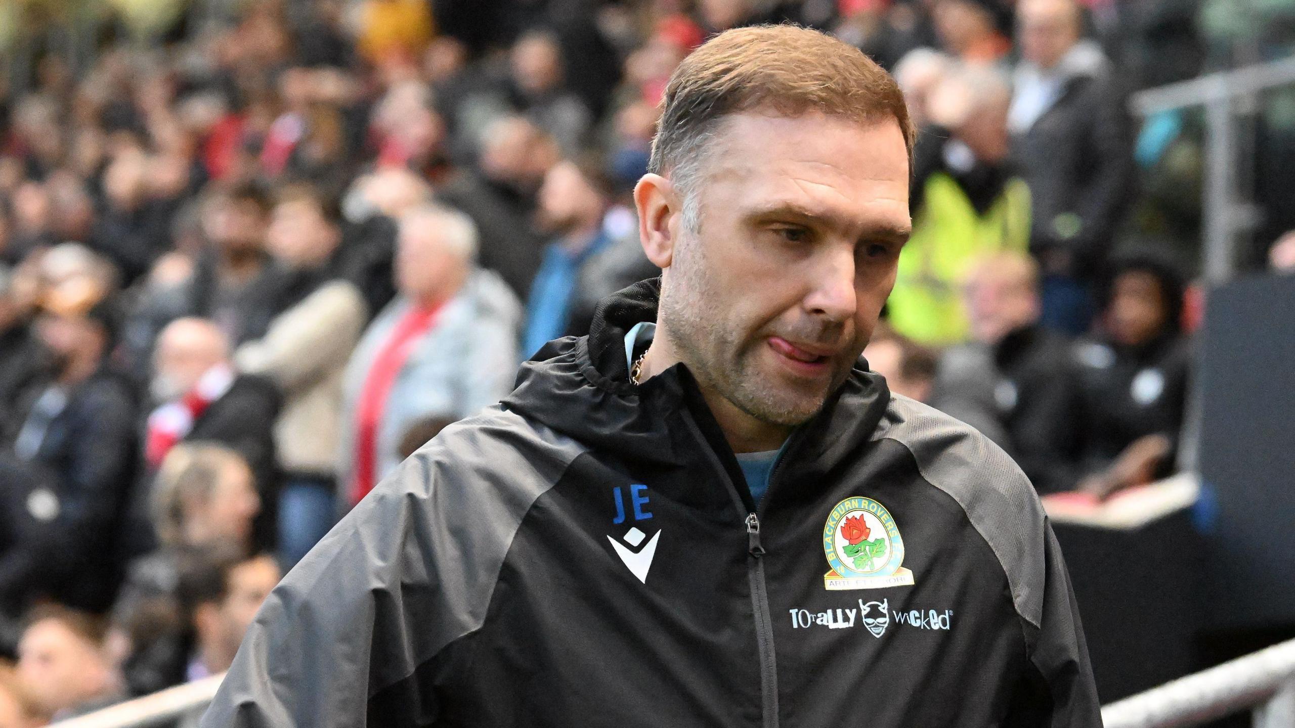 Blackburn boss John Eustace looks dejected