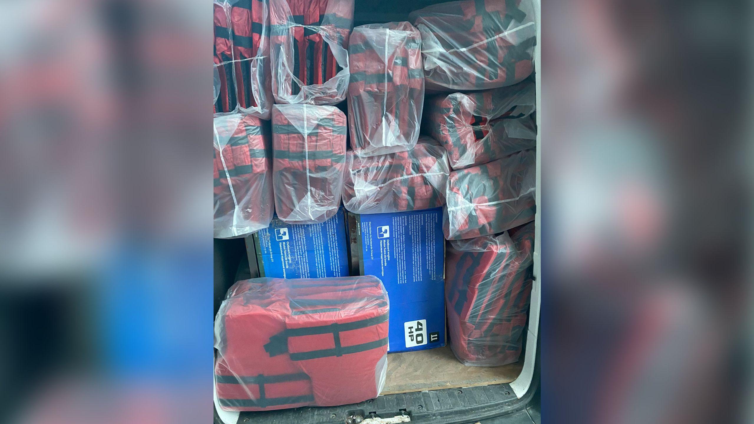 Bags of equipment alleged to have been supplied