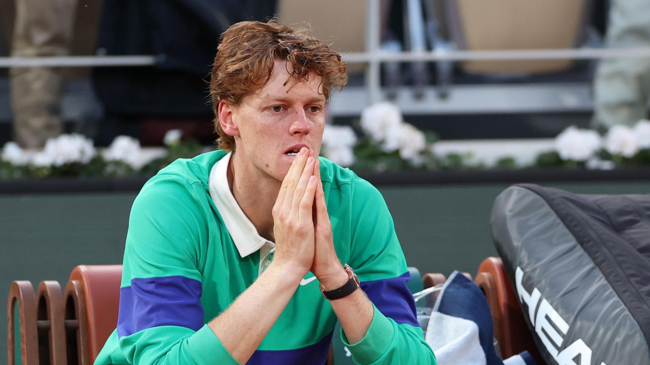 Jannik Sinner looks crestfallen after the French Open final