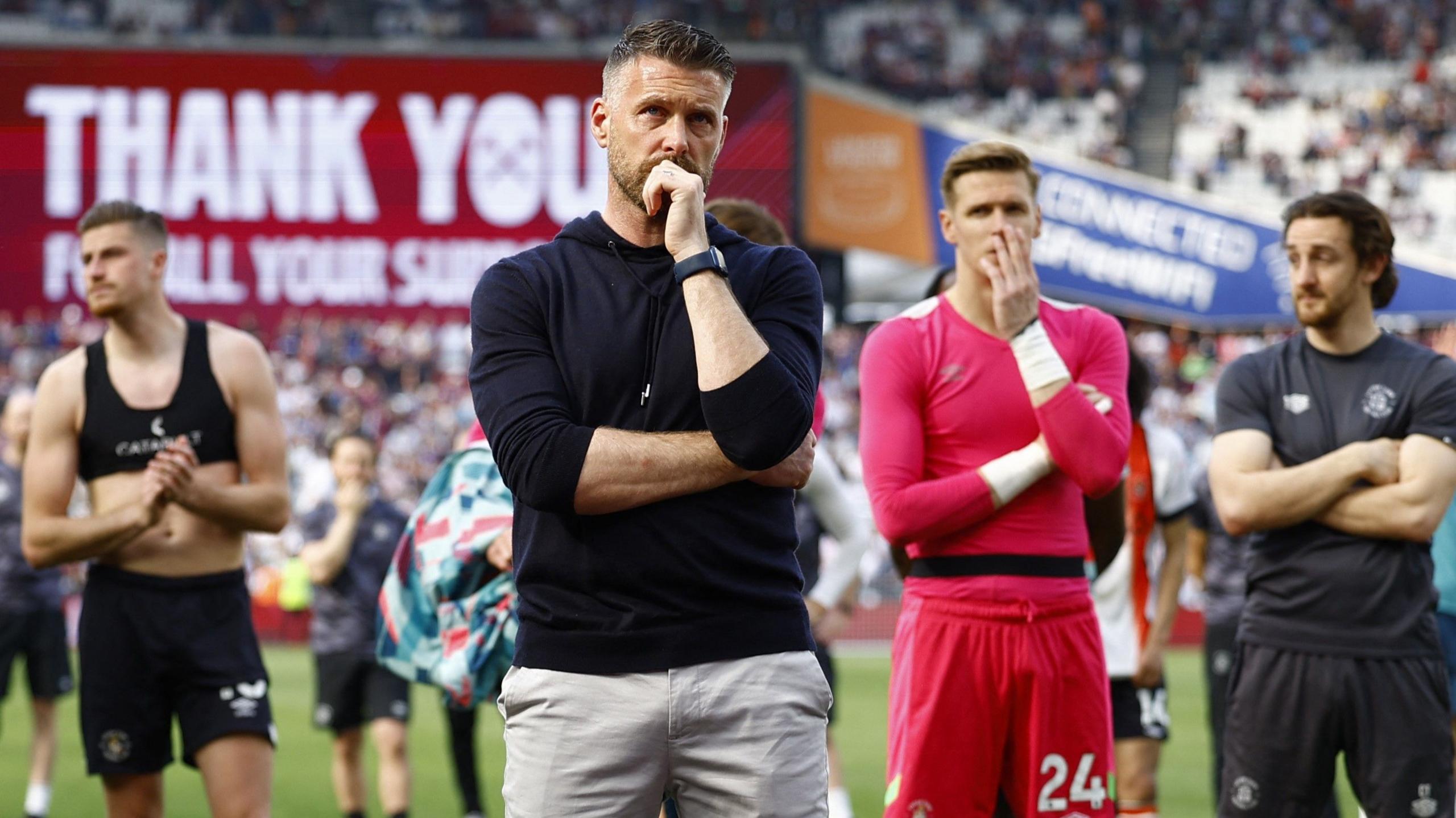 Luton manager Rob Edwards emotional after the defeat at West Ham