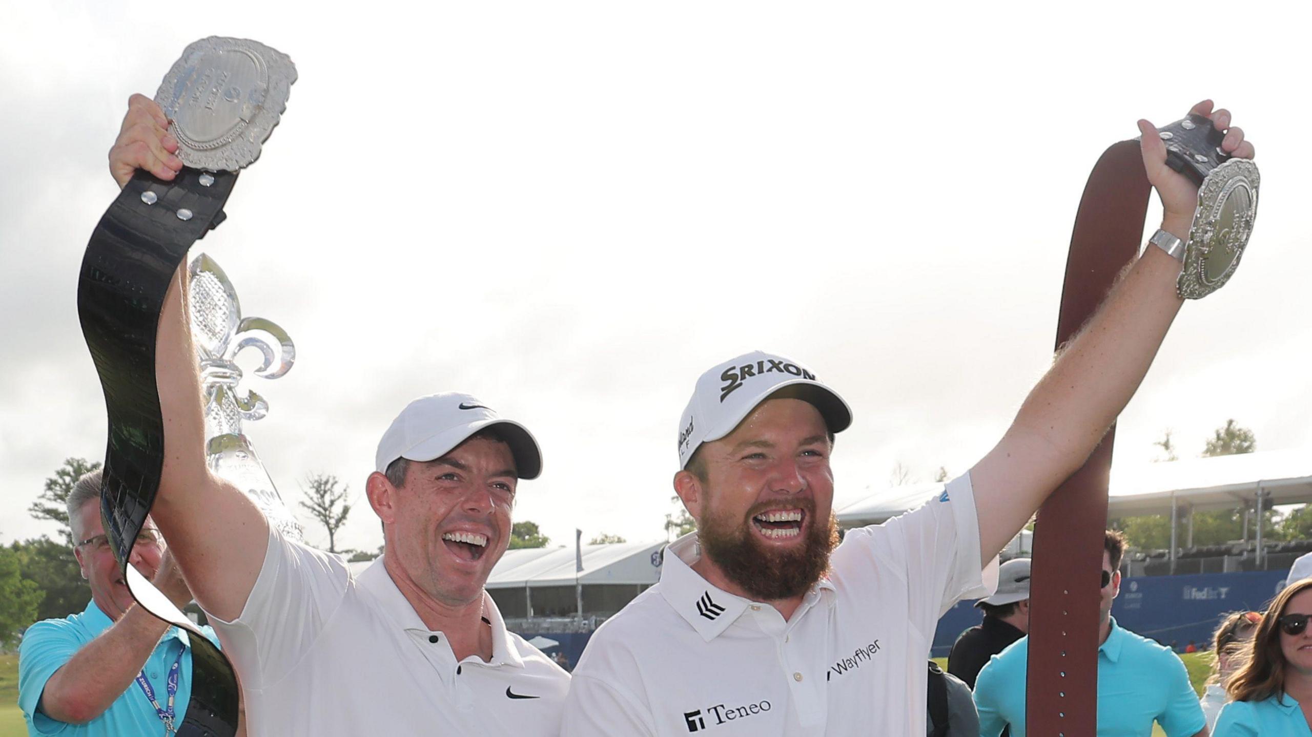 Rory McIlroy and Shane Lowry celebrate