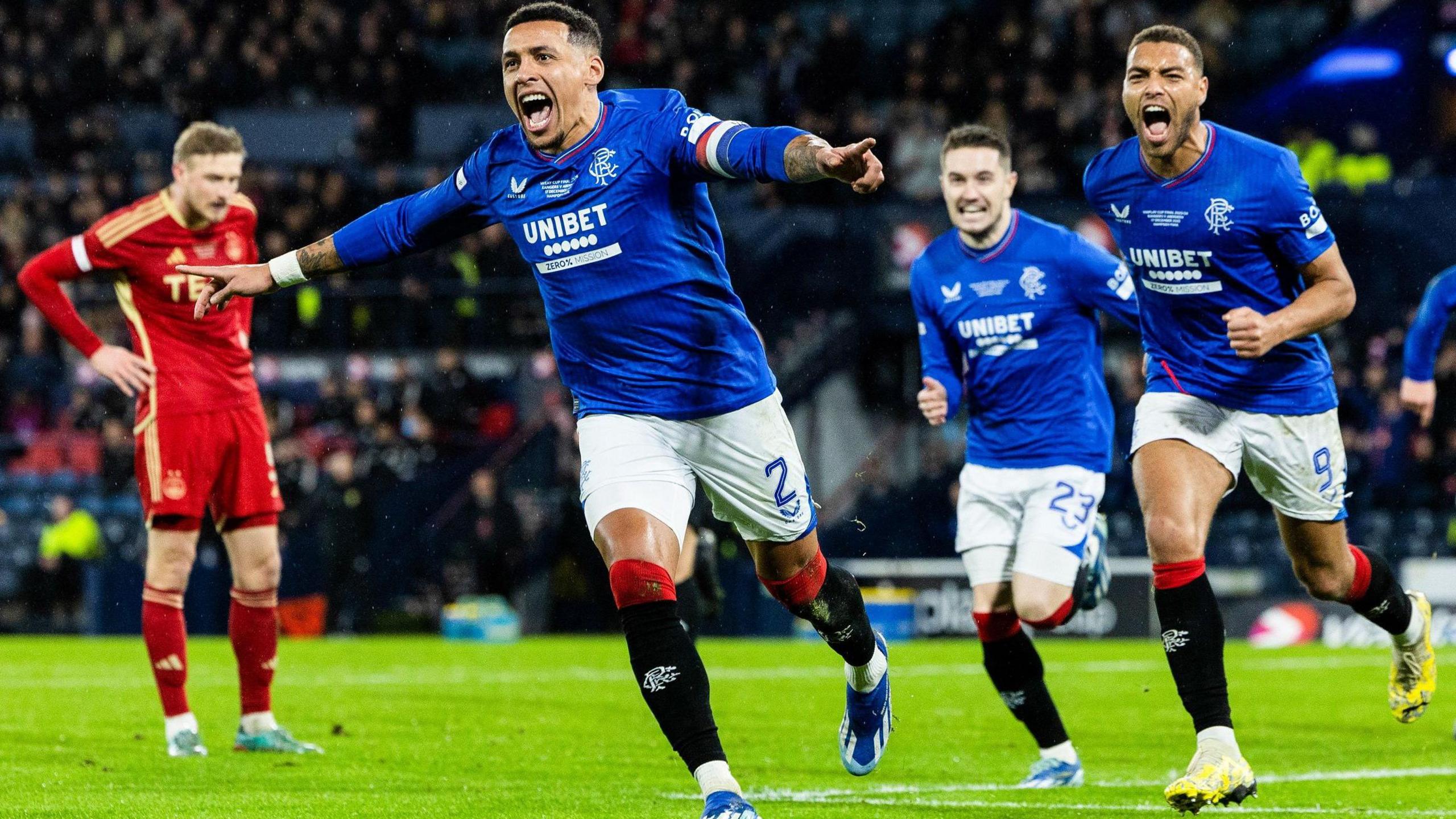 Rangers captain James Tavernier celebrates