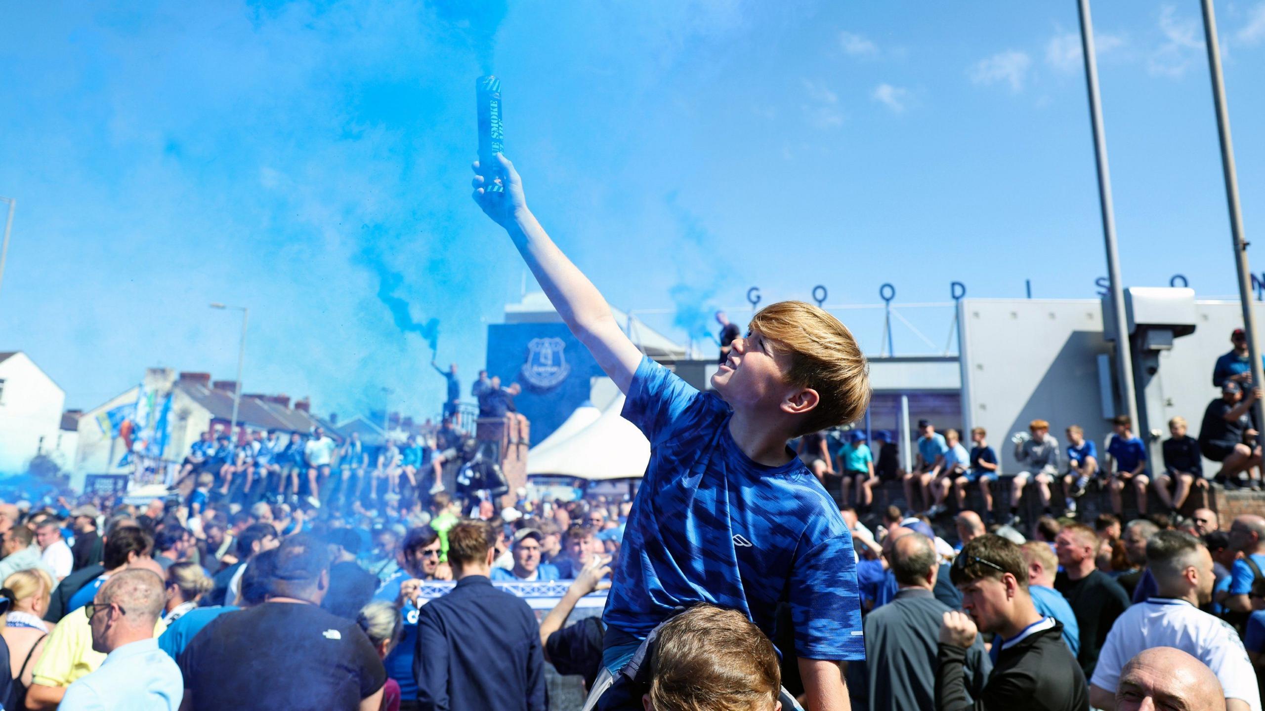 Fans outside Goodison Park
