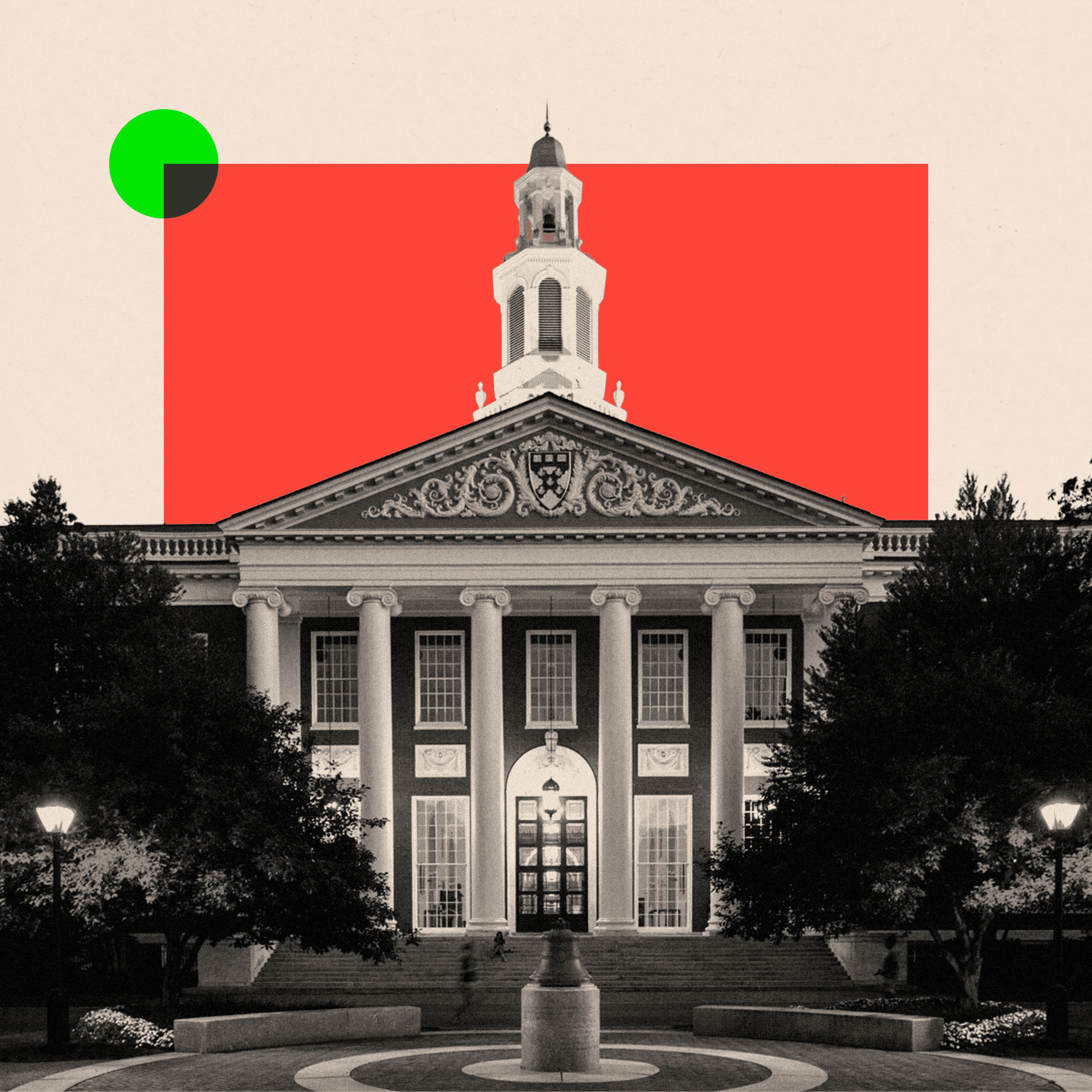 A treated image of Harvard University.