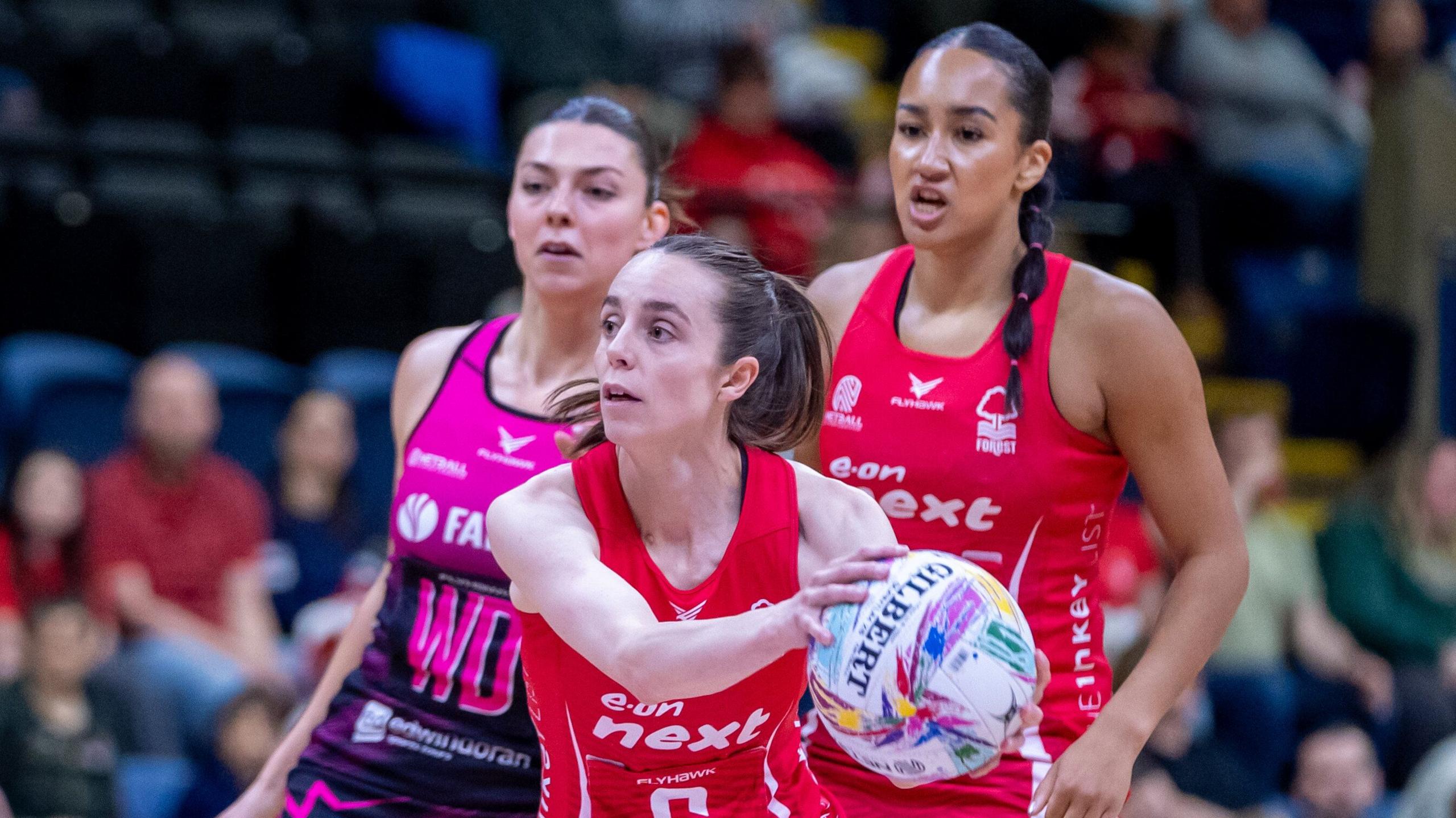 Nottingham Forest players in Netball Super League action