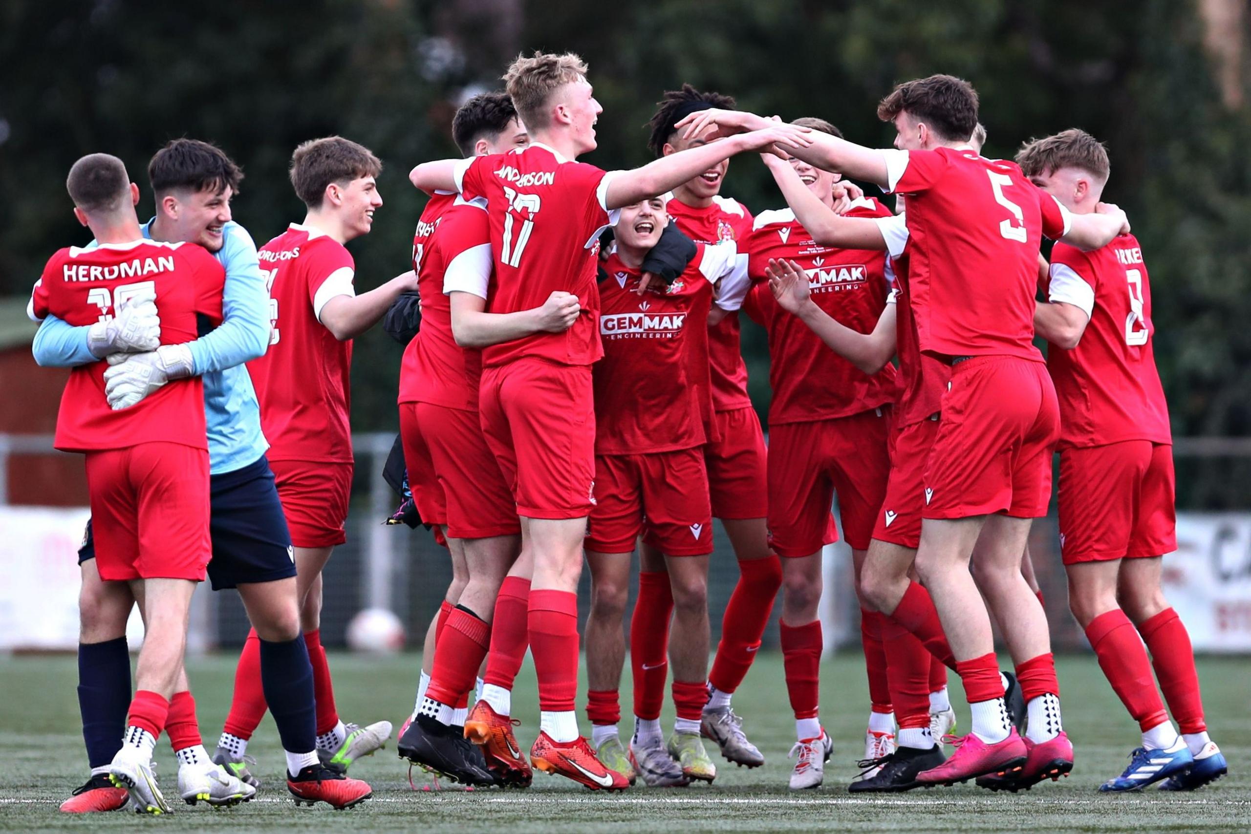 Briton Ferry Llansawel celebrate their victory over Barry Town in the FAW Youth Cup final