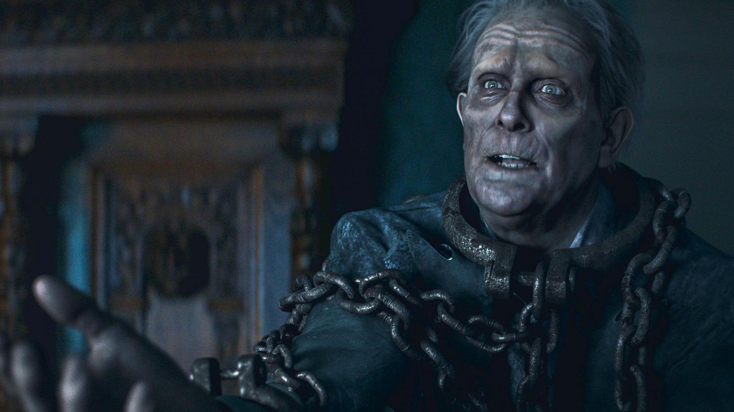 A picture of Hugh Bonneville as a ghost in Christmas Karma