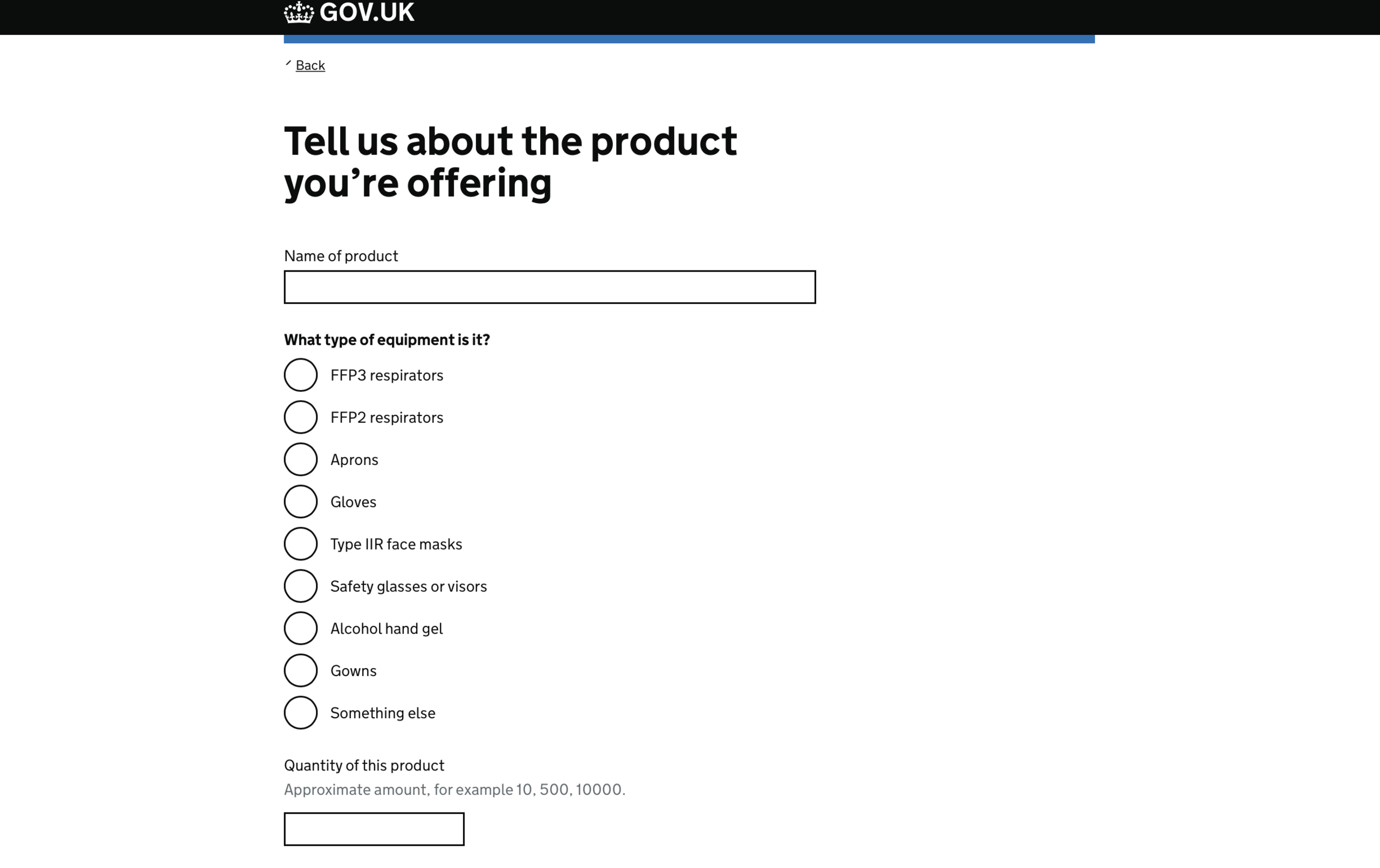 Screenshot of the online survey