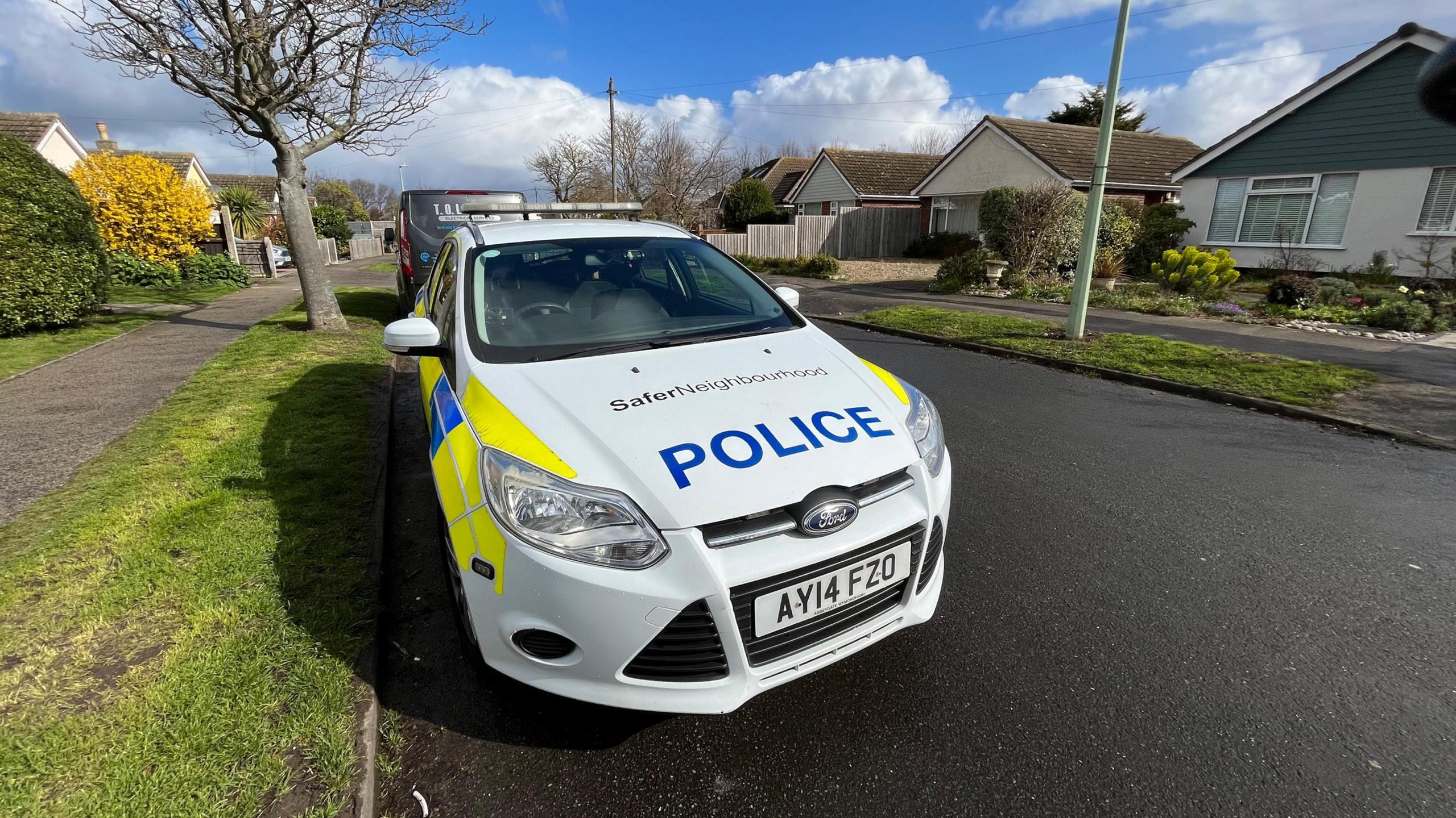 Police at the scene at Grayson Avenue, Pakefield