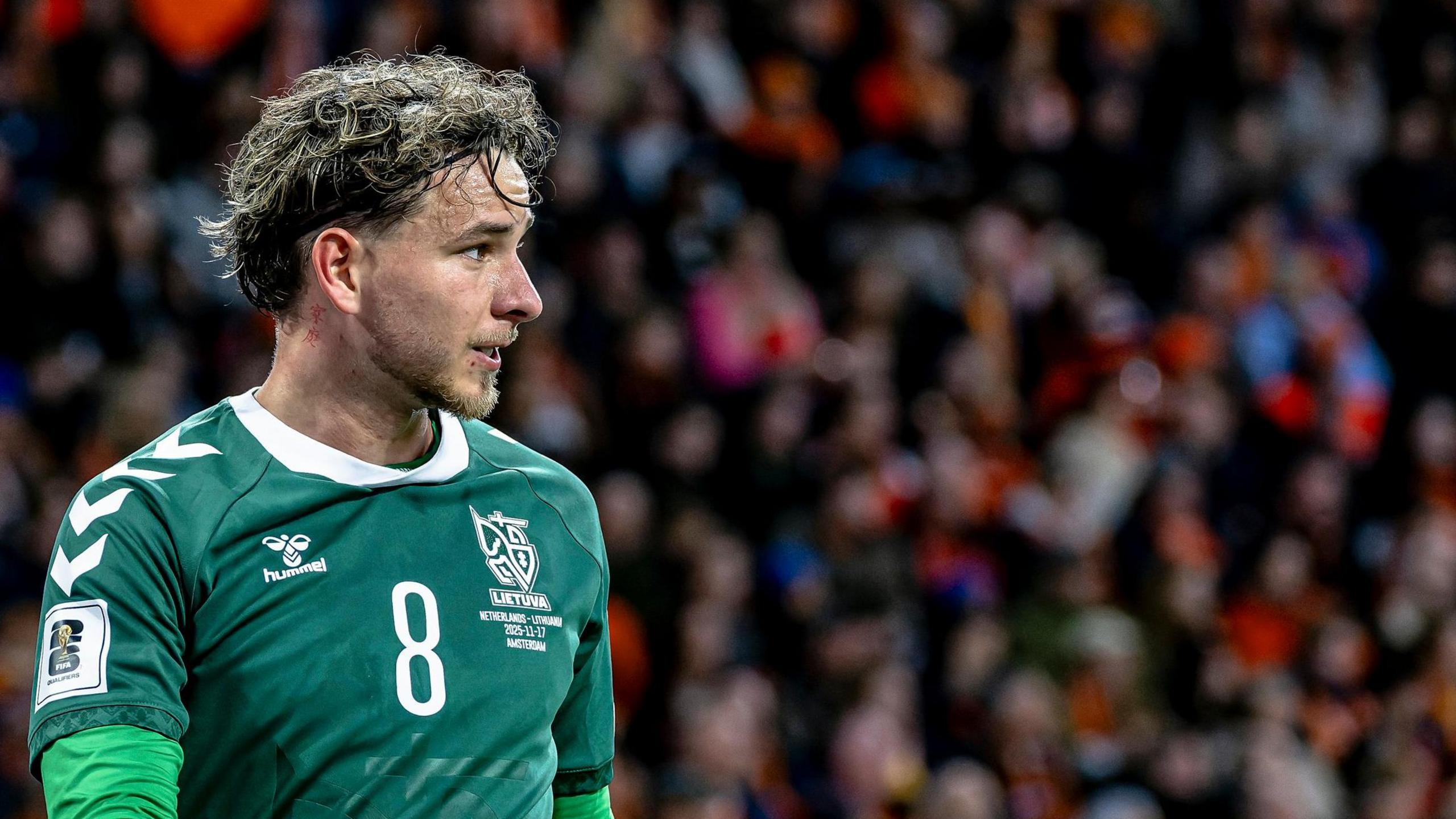 Tomas Kalinauskas in action for Lithuania