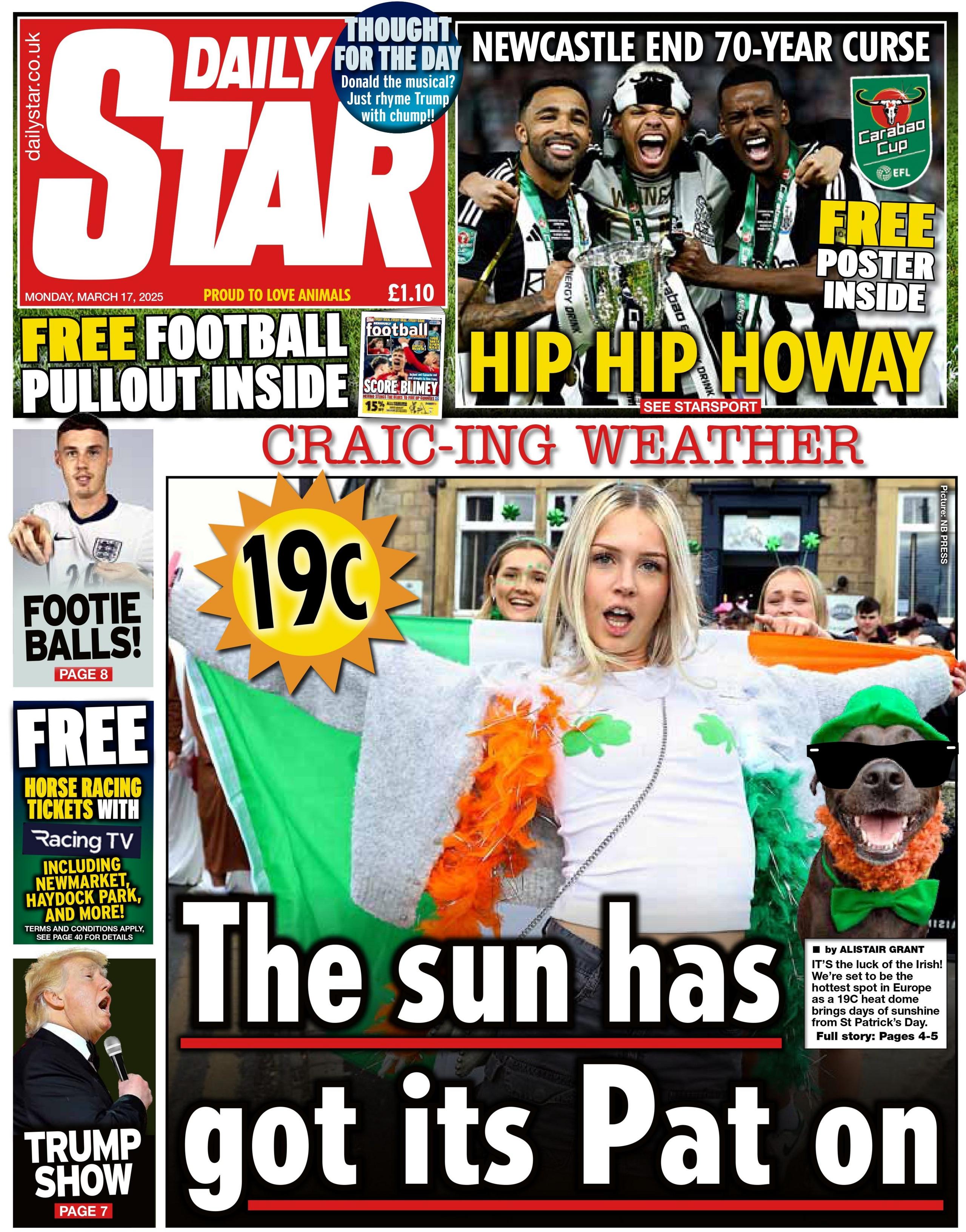 Daily Star: The sun has got its Pat on