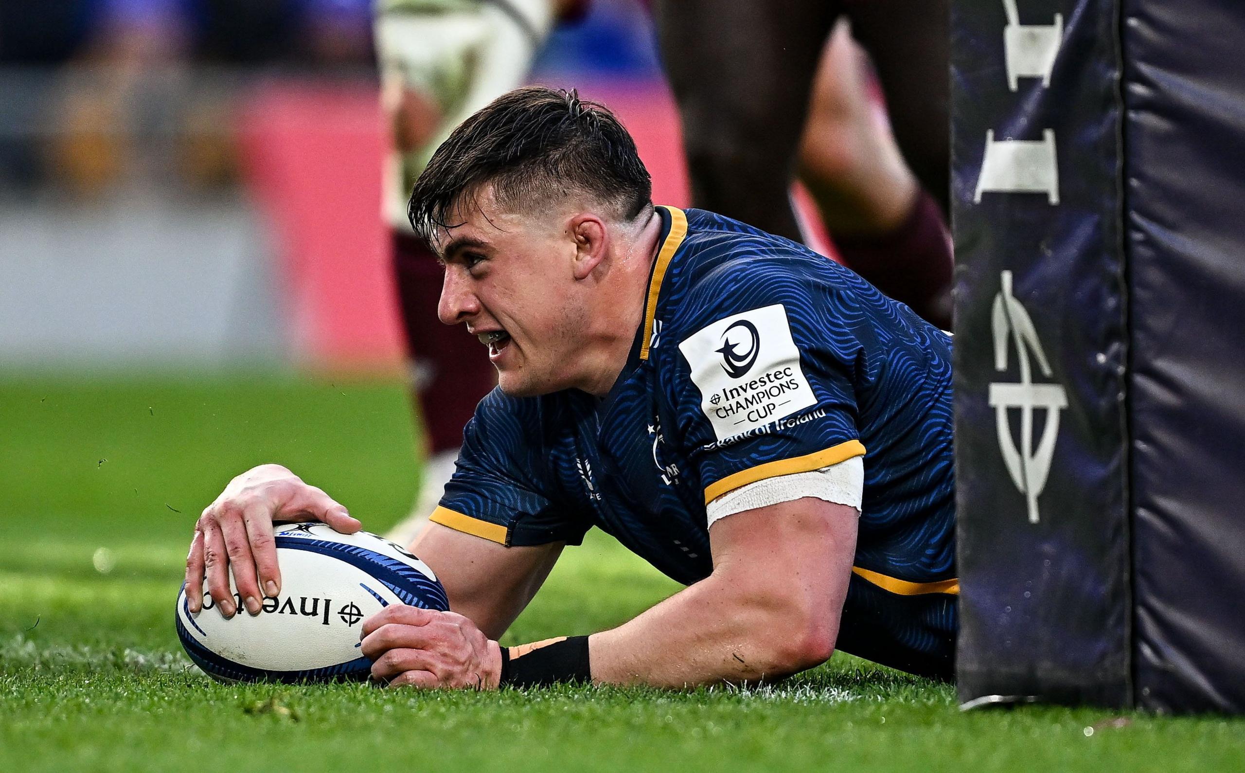 Dan Sheehan smiles after scoring a try