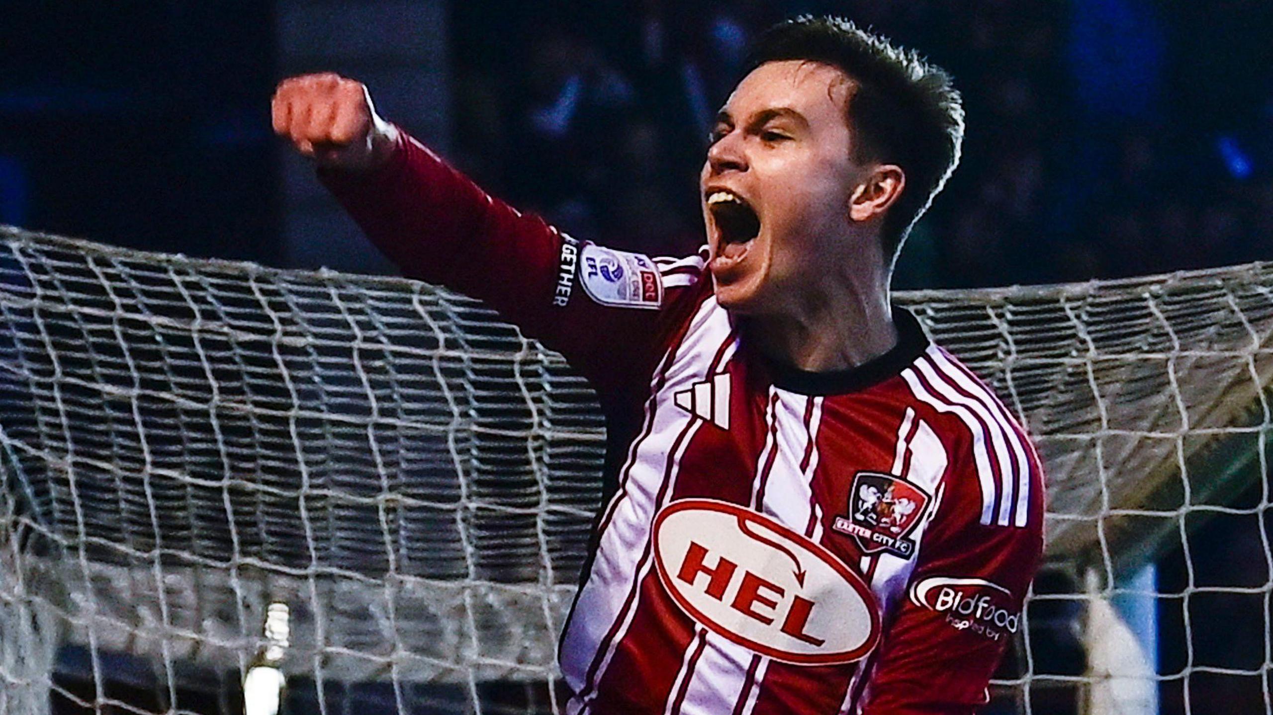 Timur Tutierov punches the air celebrating his goal