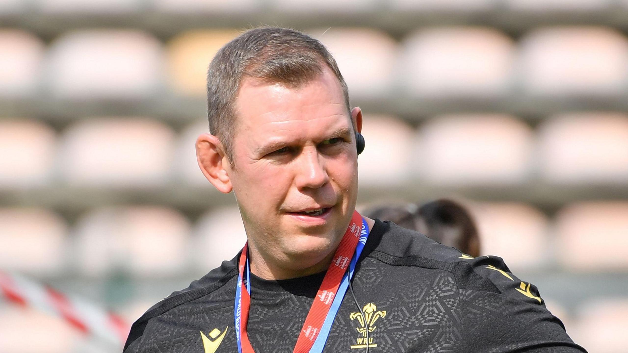 Ioan Cunningham during a Wales training session 