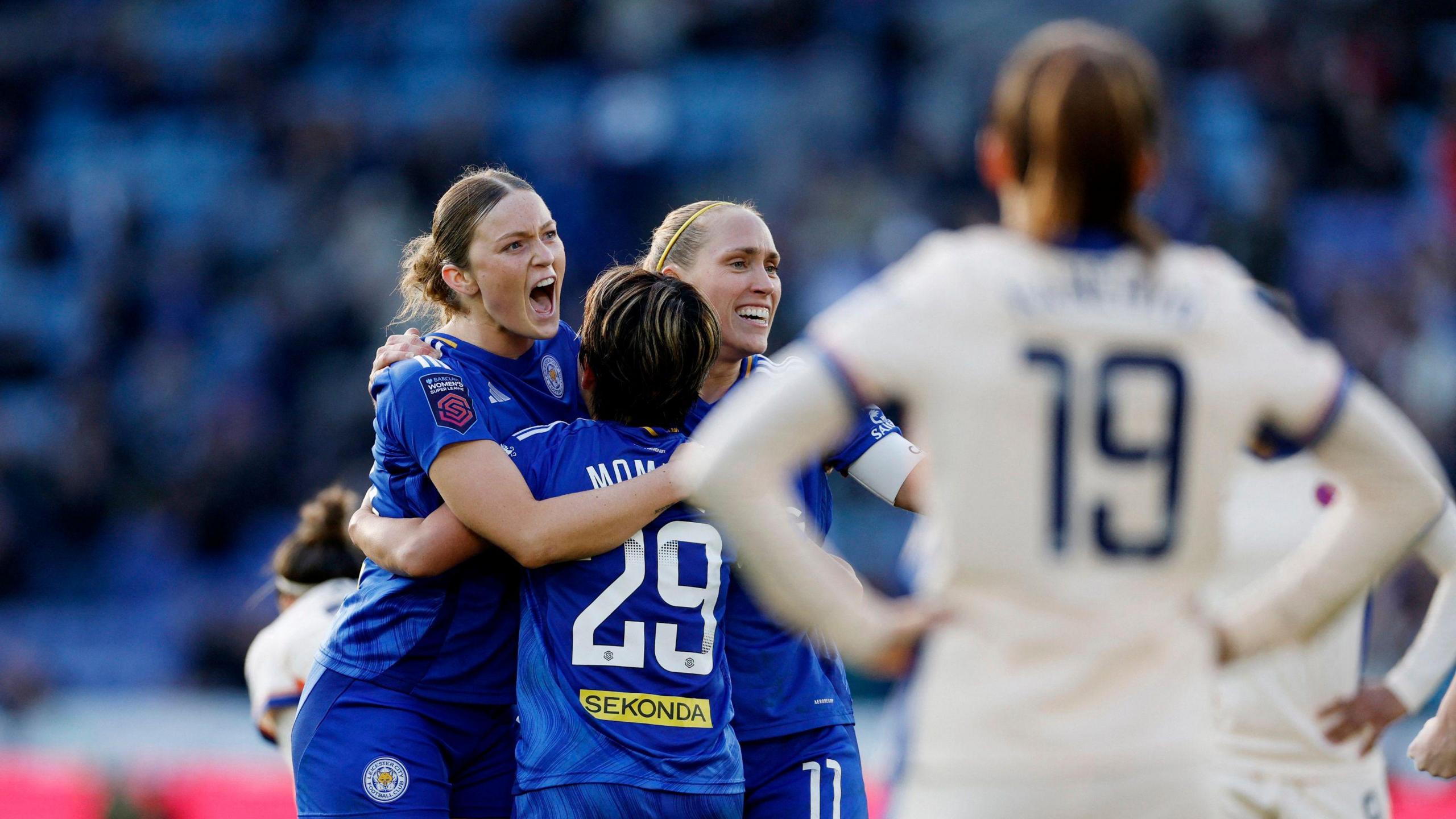 Leicester players celebrate