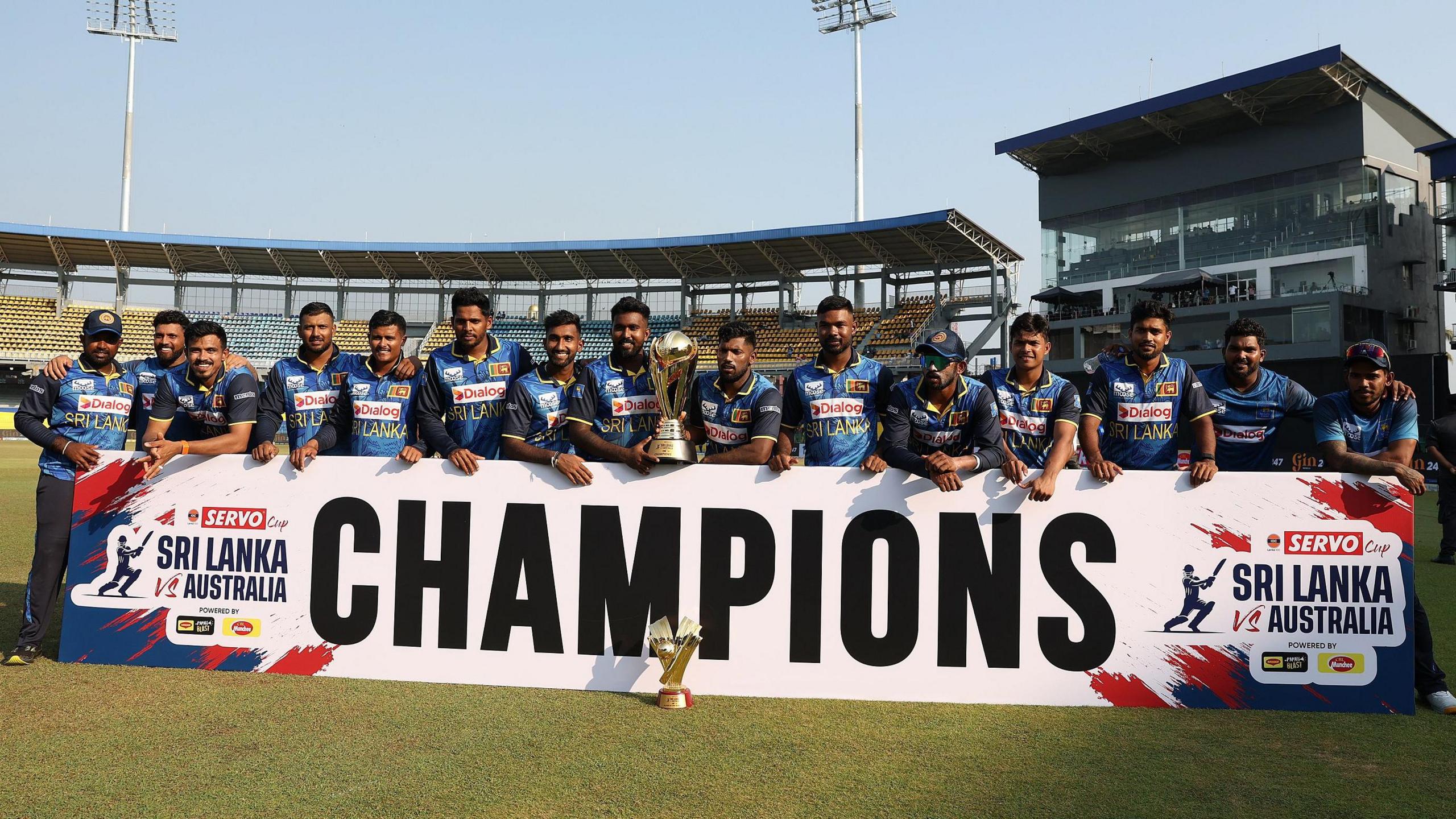 Sri Lanka with the ODI series trophy