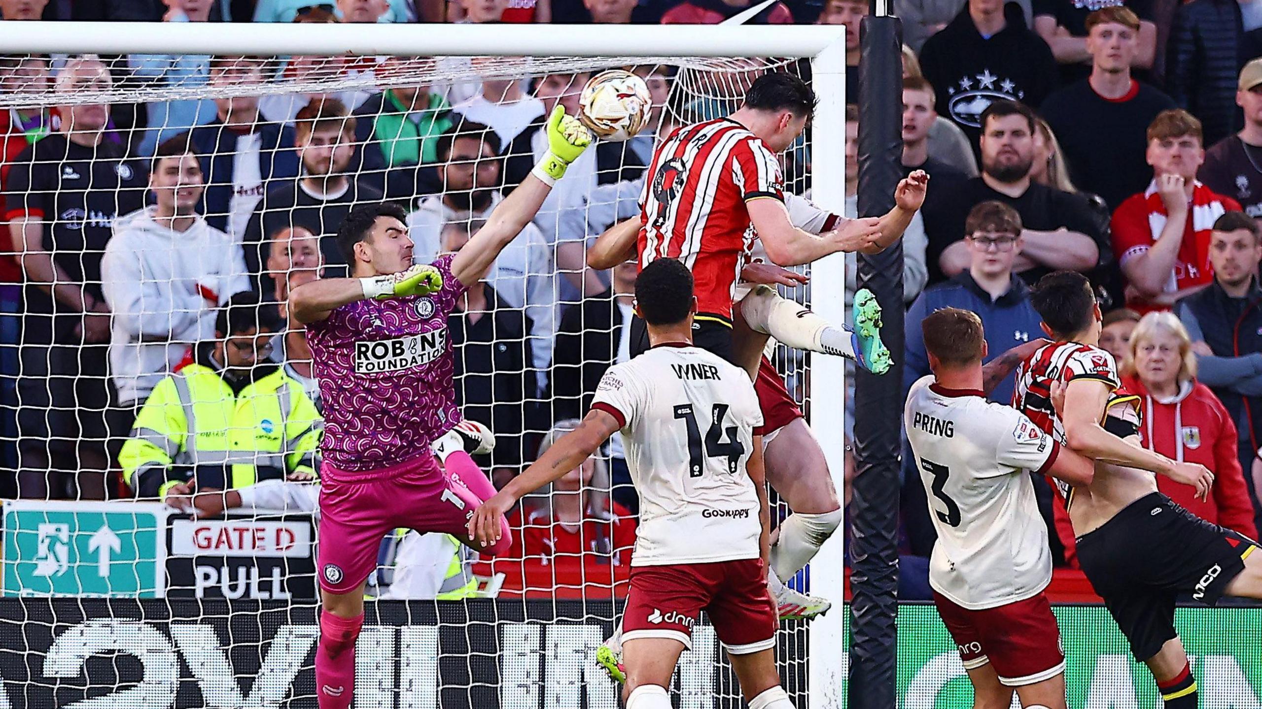 Kieffer Moore heads home the first goal