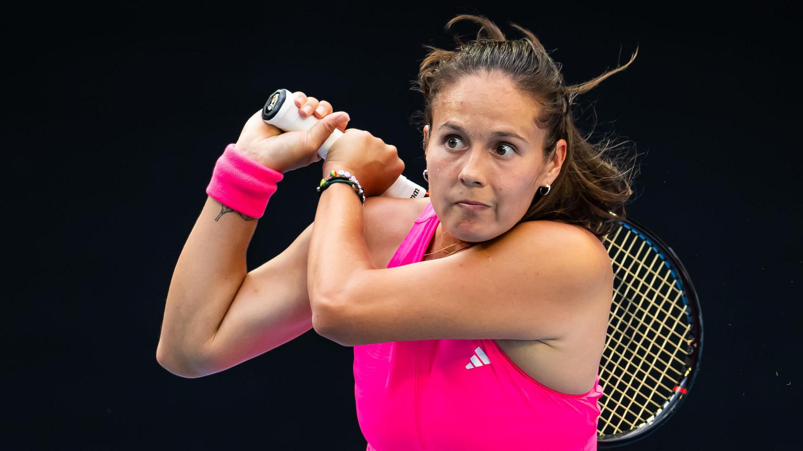 Daria Kasatkina hits a backhand during the 2025 Australian Open