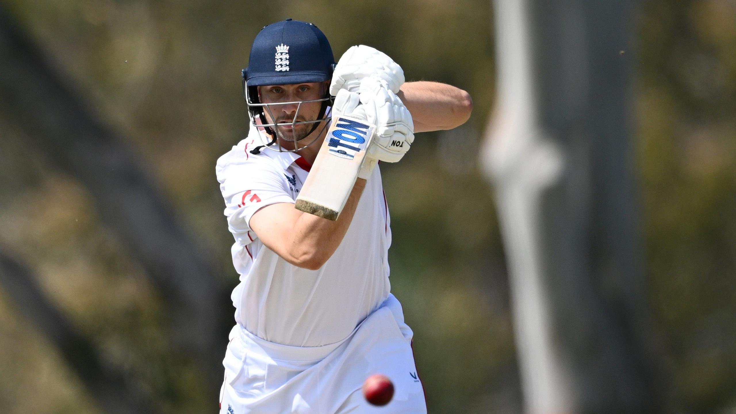 Will Jacks drives the ball through the off side