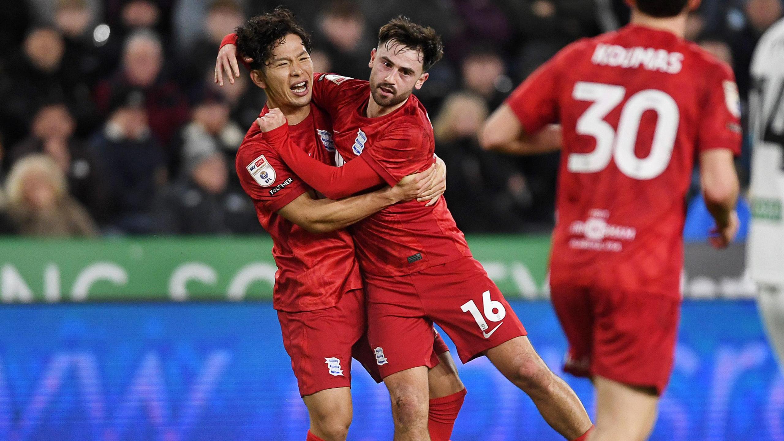 Patrick Roberts celebrates his equaliser against Swansea 