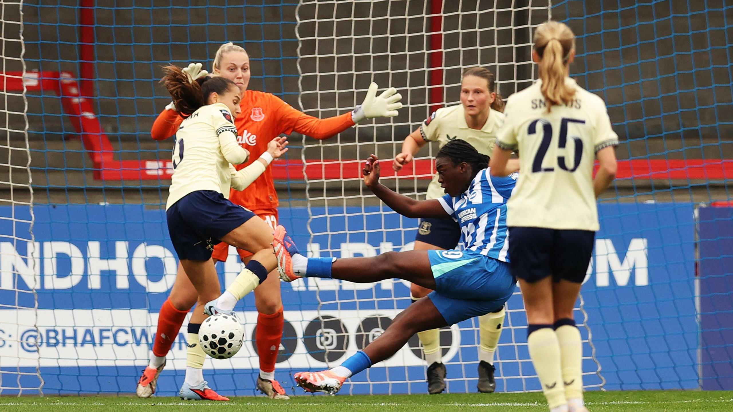 Brighton's Michelle Agyemang opens the scoring against Everton in the WSL