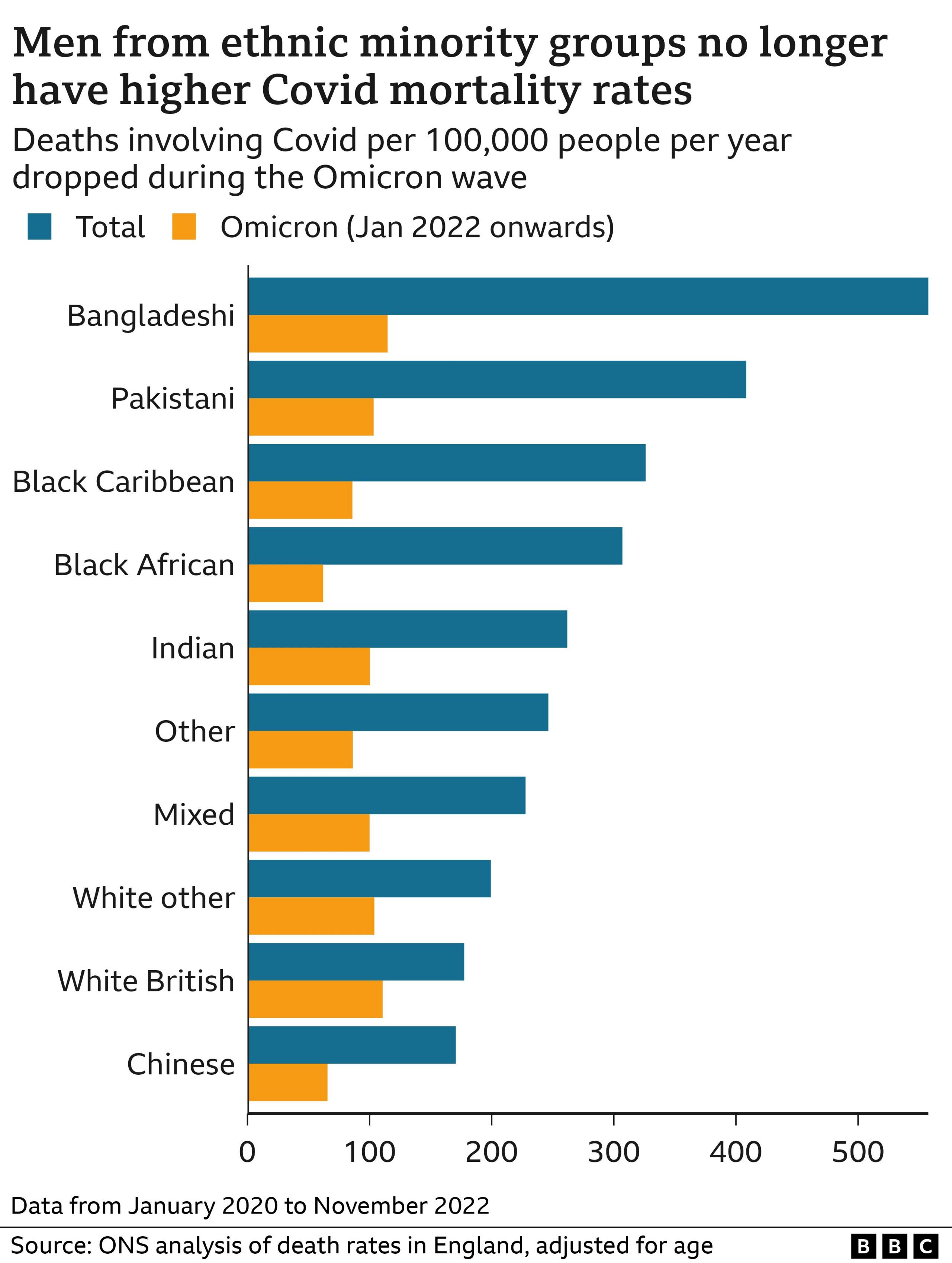 Chart showing minority ethnic mortality rates