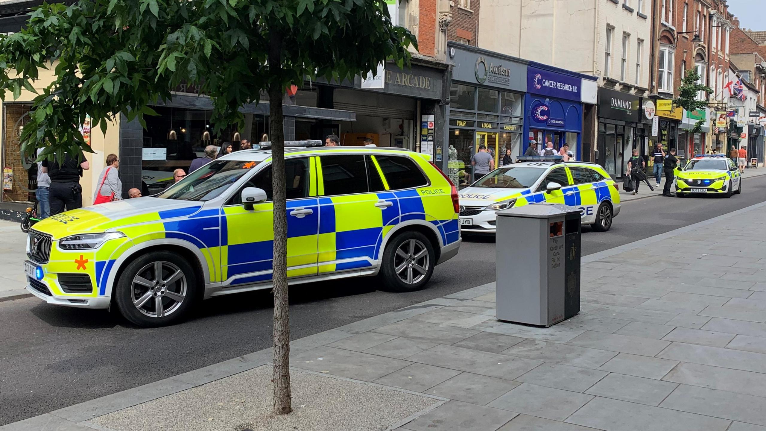 Police cars on Bedford High Street