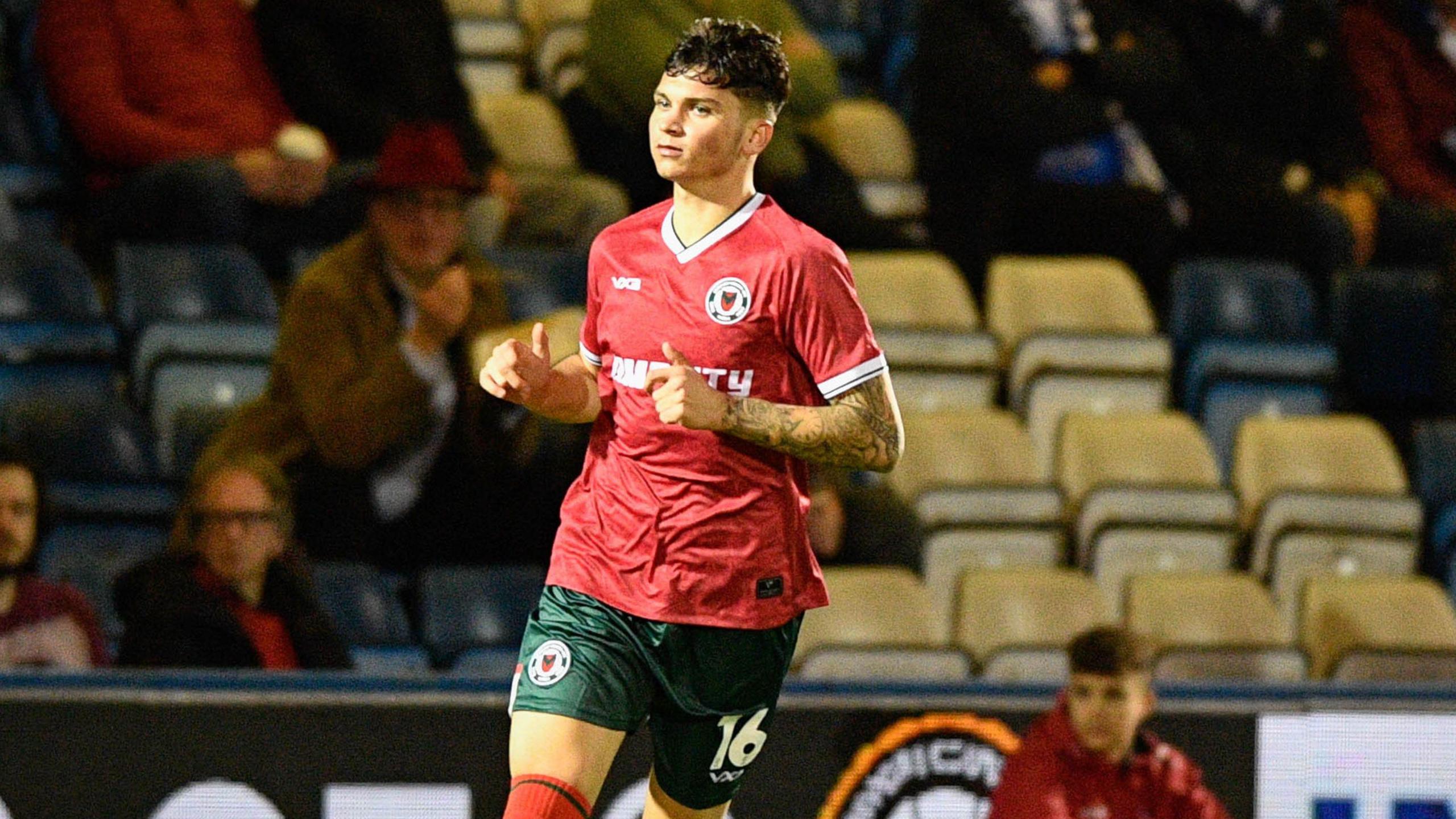 Jamie Miley in action for Newport at Gillingham 