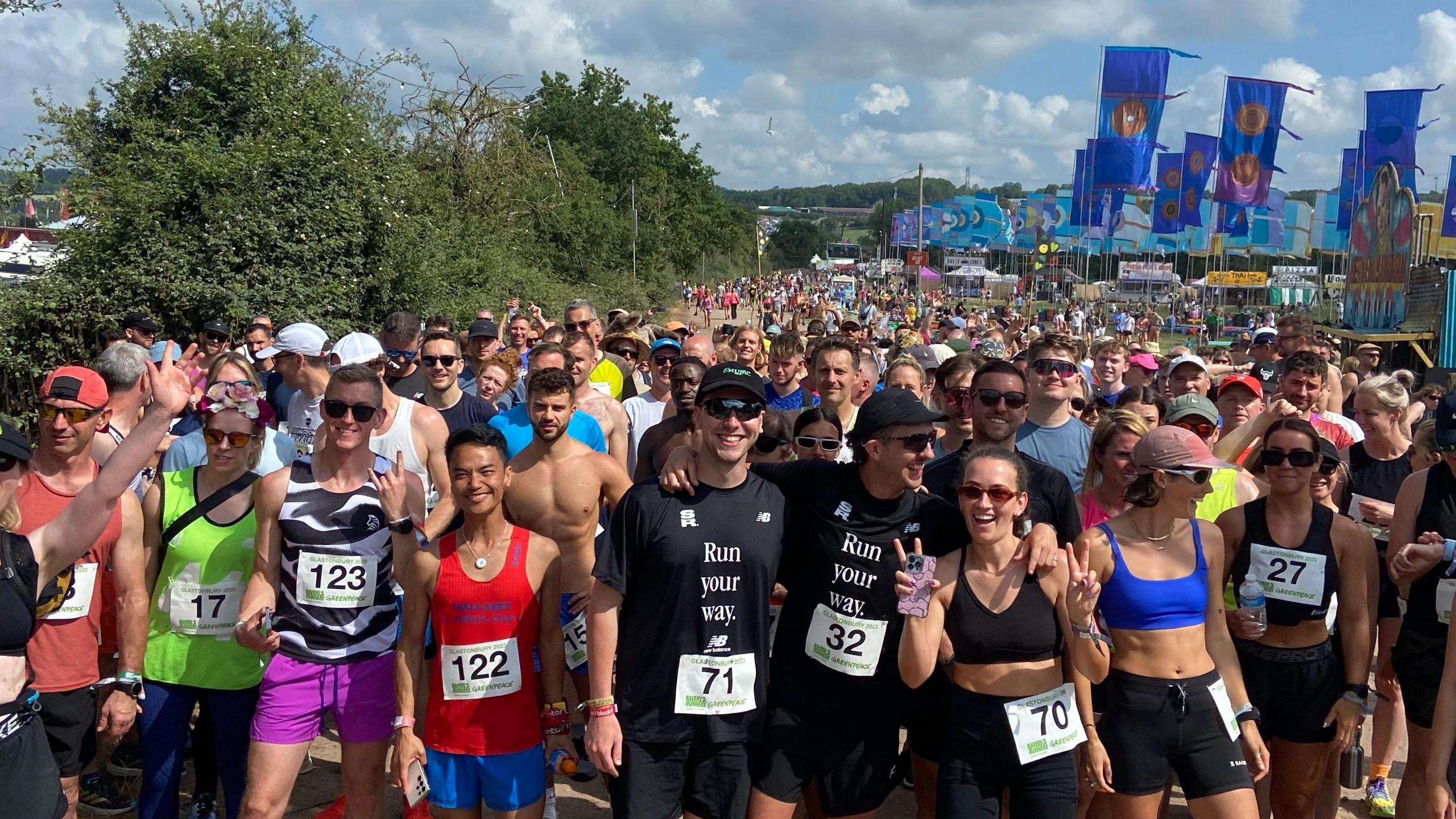 Festival-goers at the start line of the R2R run