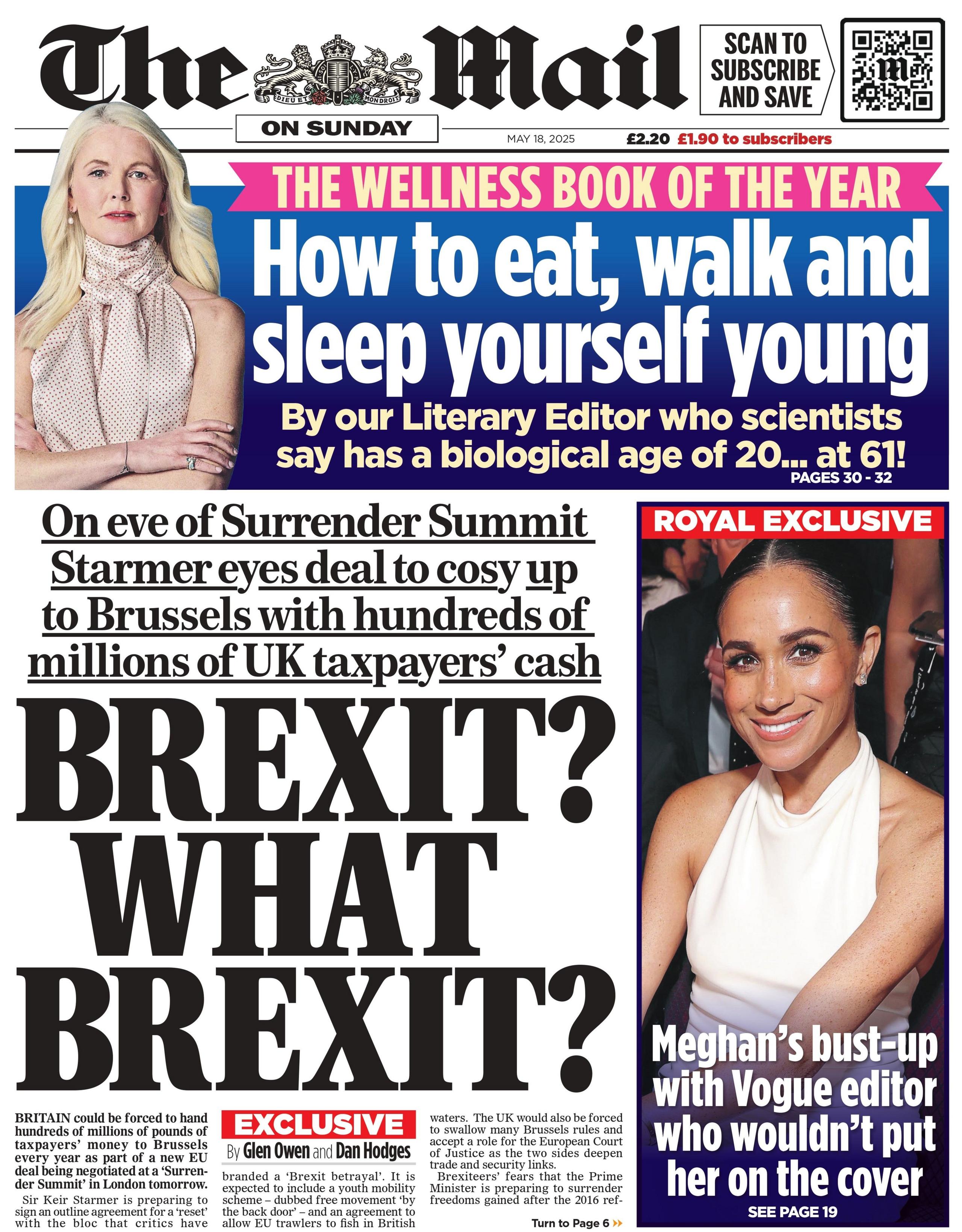 The front page of the Mail on Sunday titled with Brexit? What Brexit?