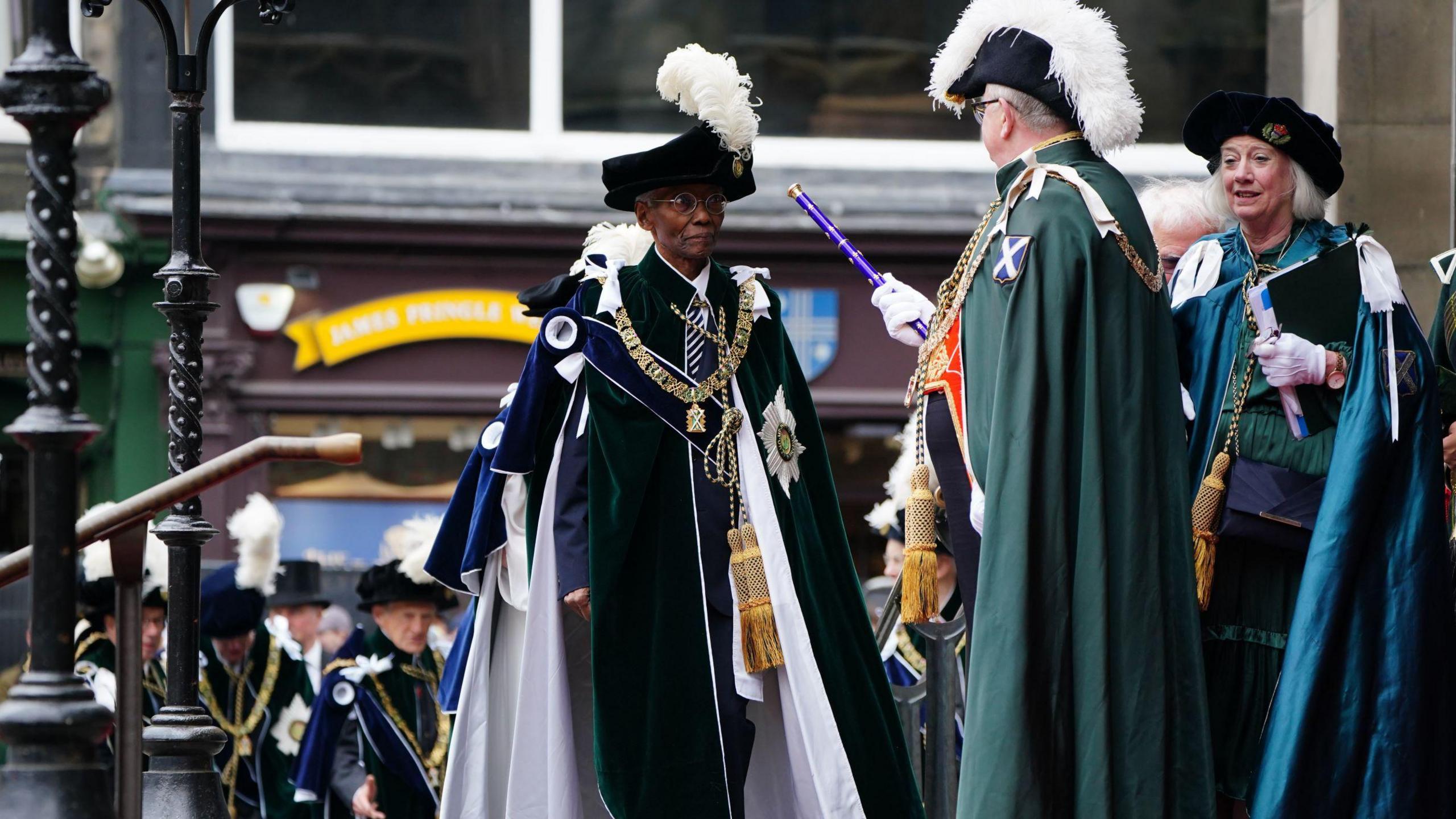 Sir Geoff Palmer arriving at the Order of the Thistle ceremony in Edinburgh