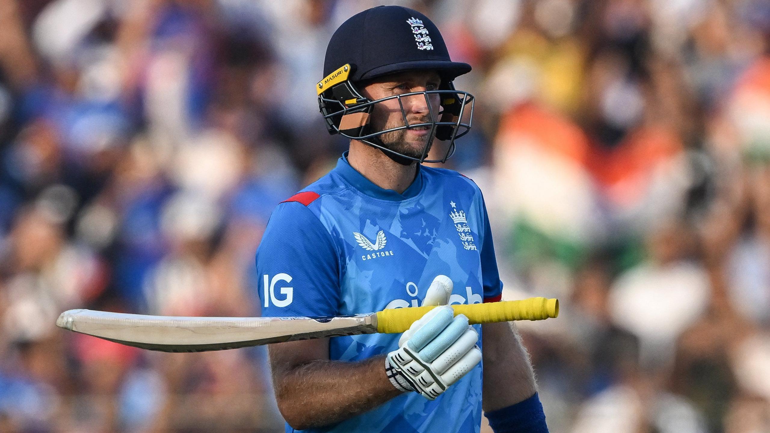 England batter Joe Root walks off after being dismissed