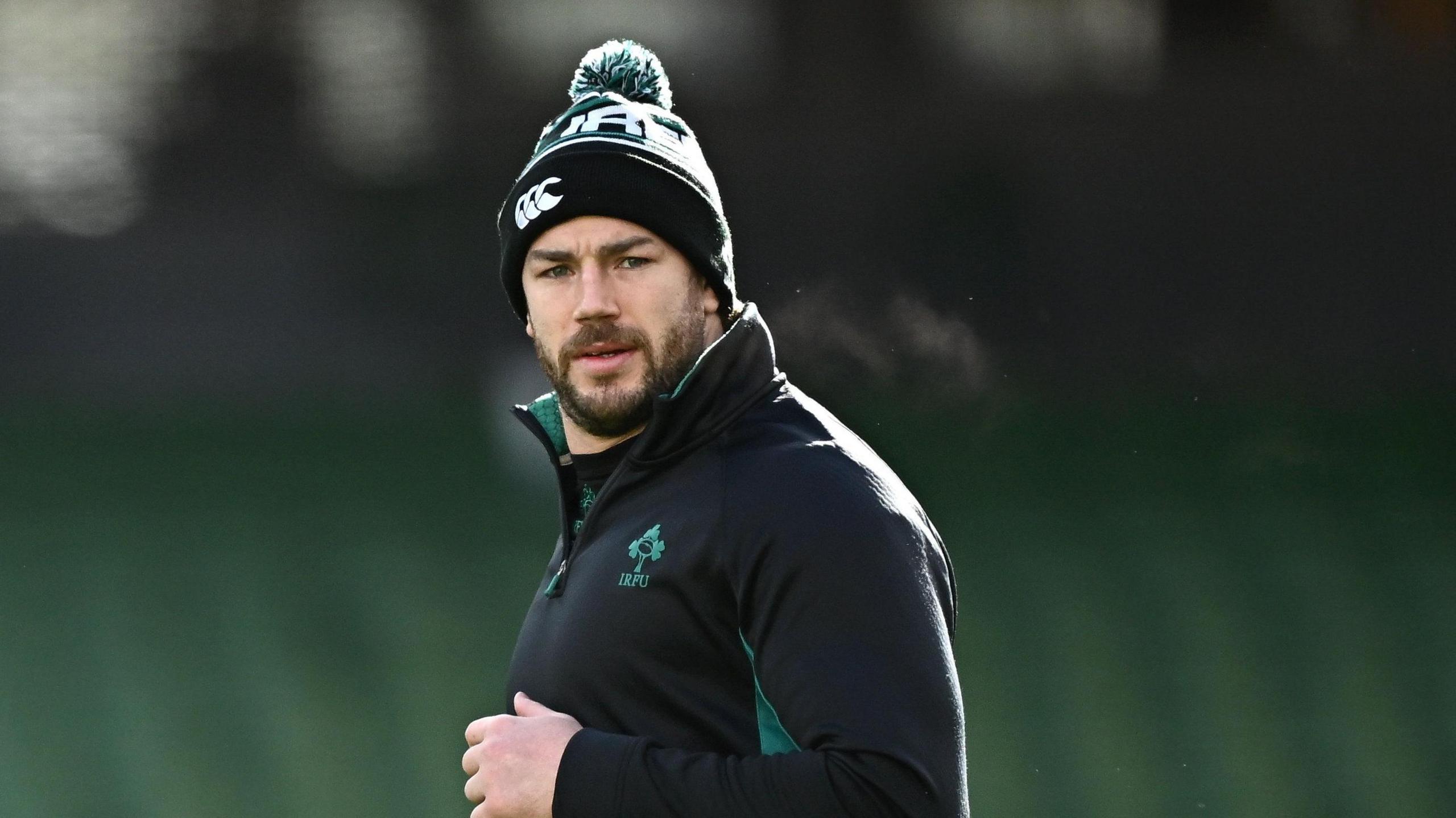 Caelan Doris pictured in Ireland training at Aviva Stadium on Thursday