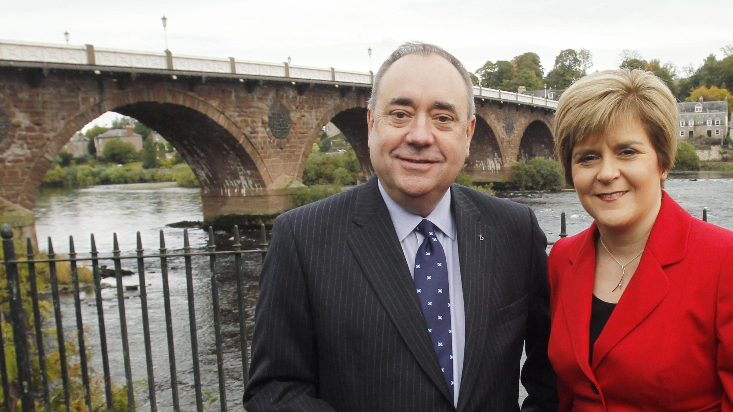 First Minister Alex Salmond and Deputy First Minister Nicola Sturgeon in Perth, Scotland, on the first day of the SNP annual conference, 