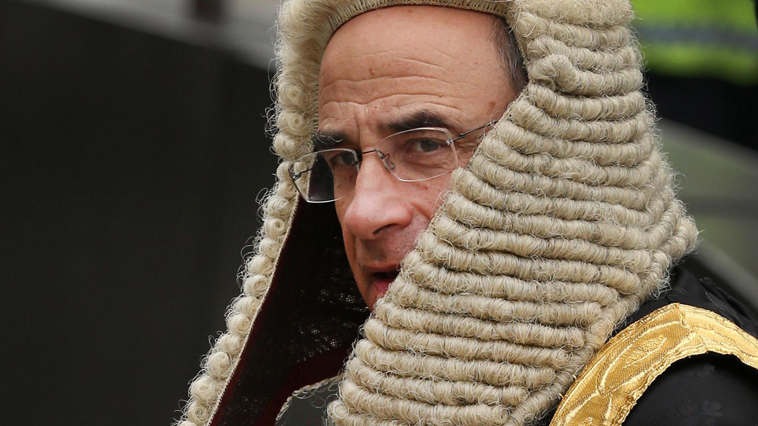 Sir Brian Leveson wearing a periwig in his former role as Lord Justice Leveson in 2013