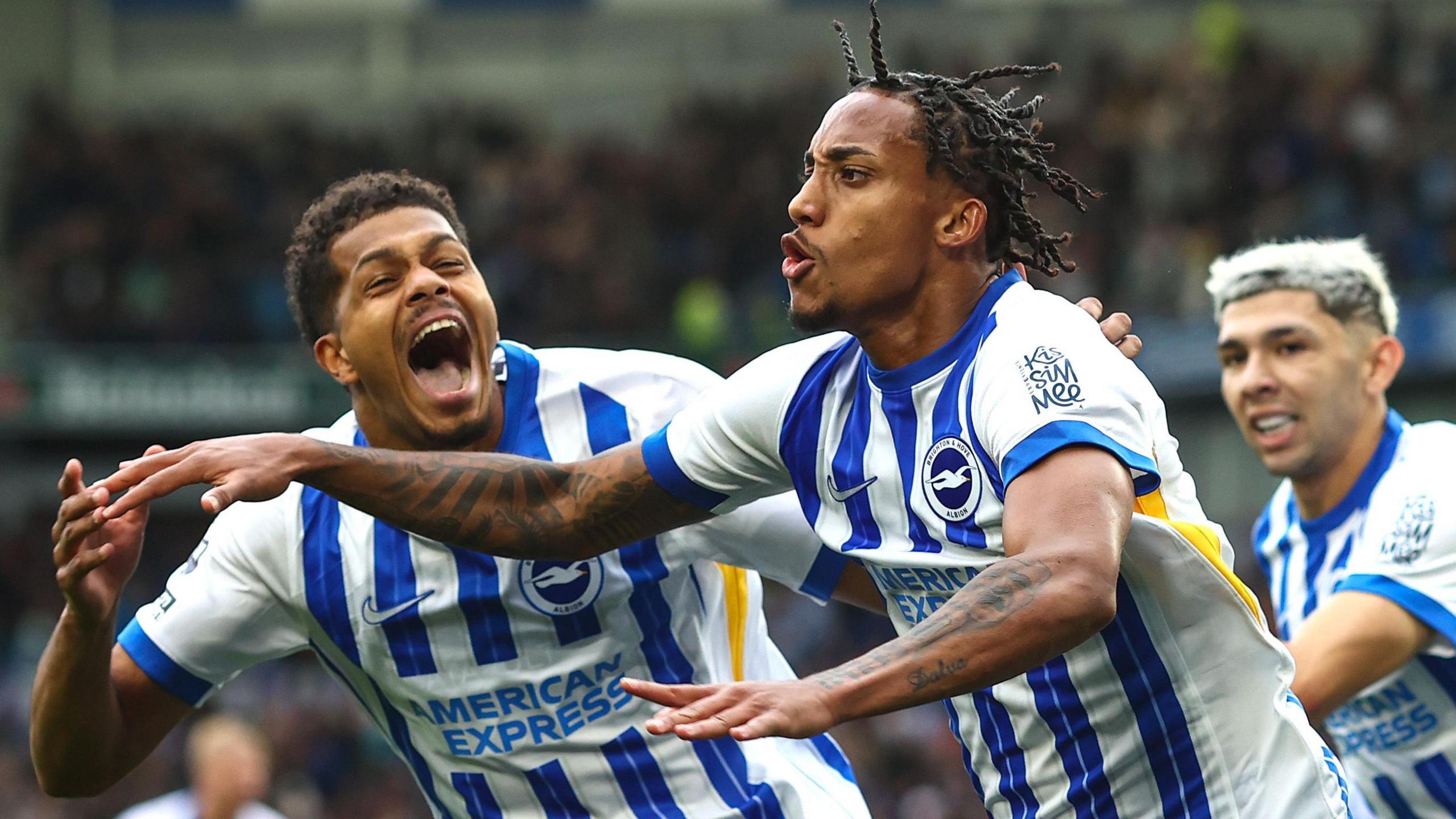 Brighton celebrate their winning goal