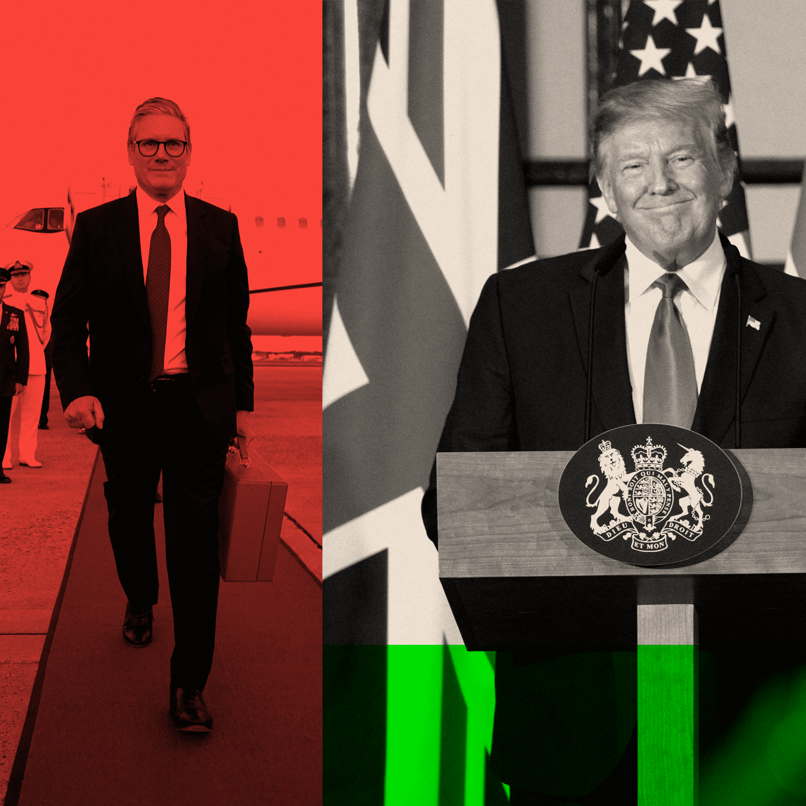 A collage of Sir Keir Starmer on the right and Donald Trump on the left