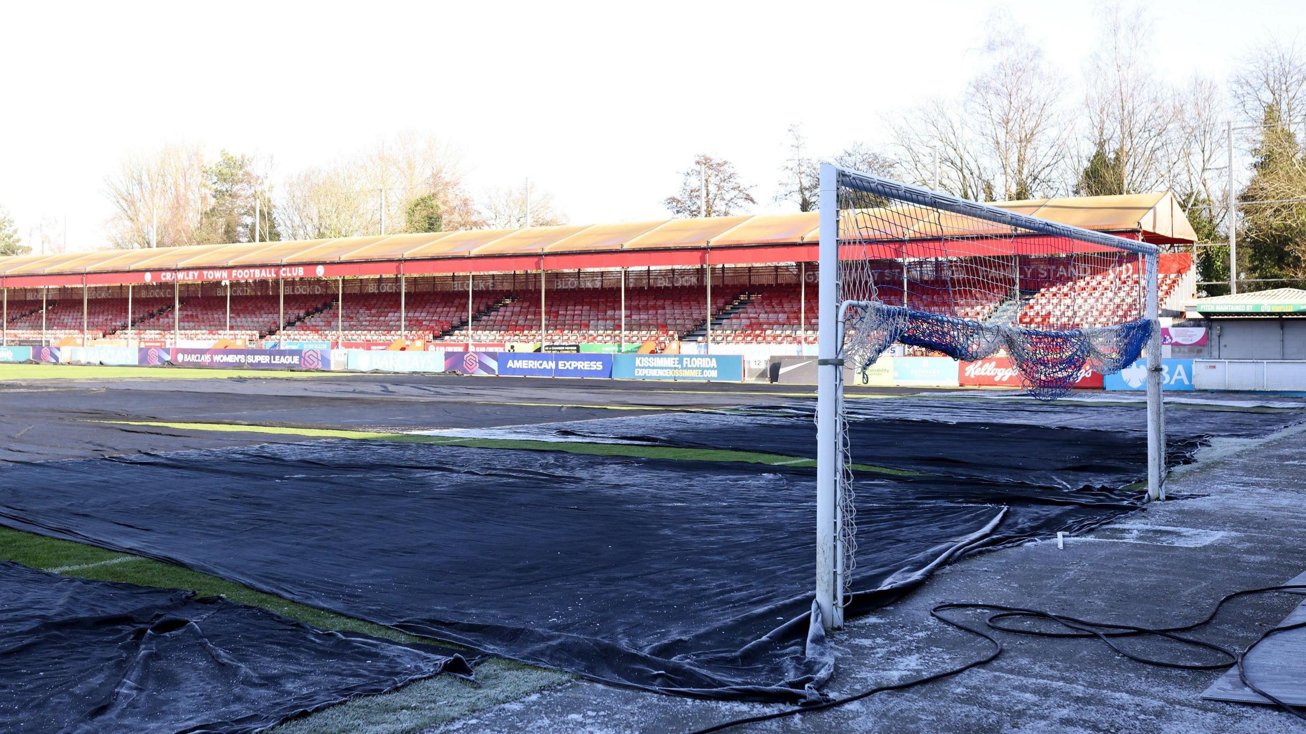 A frozen pitch at Broadfield Stadium