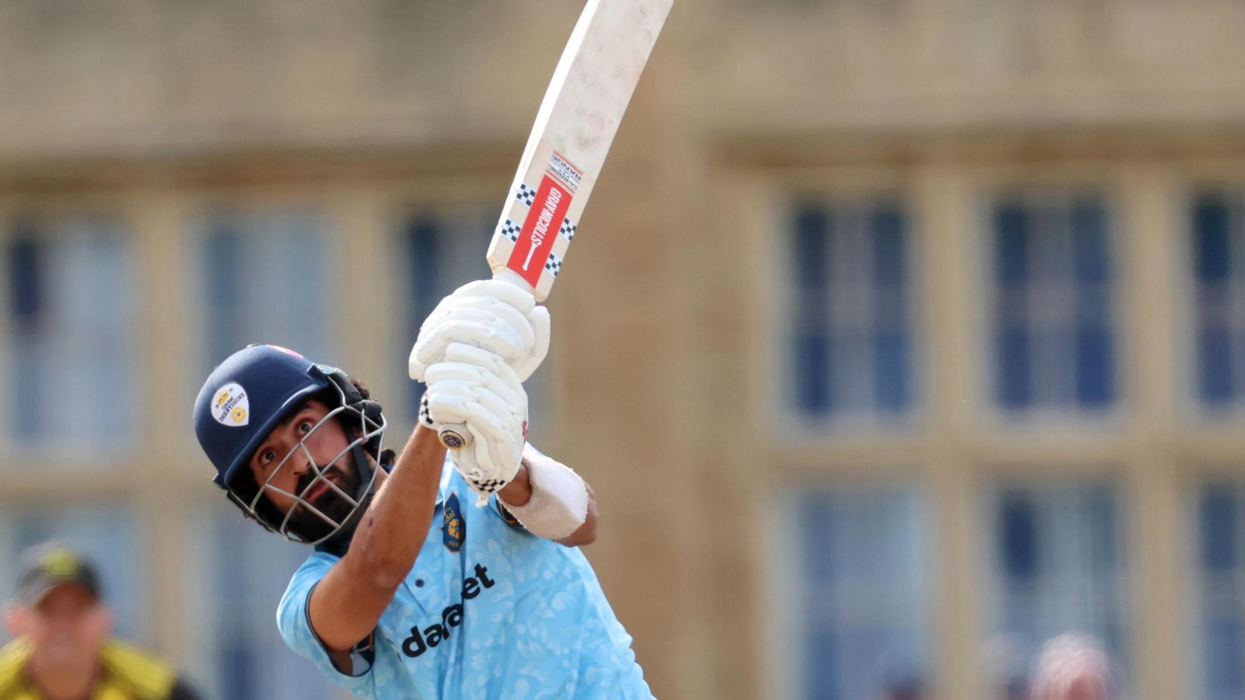 Amrit Basra batting for Derbyshire.