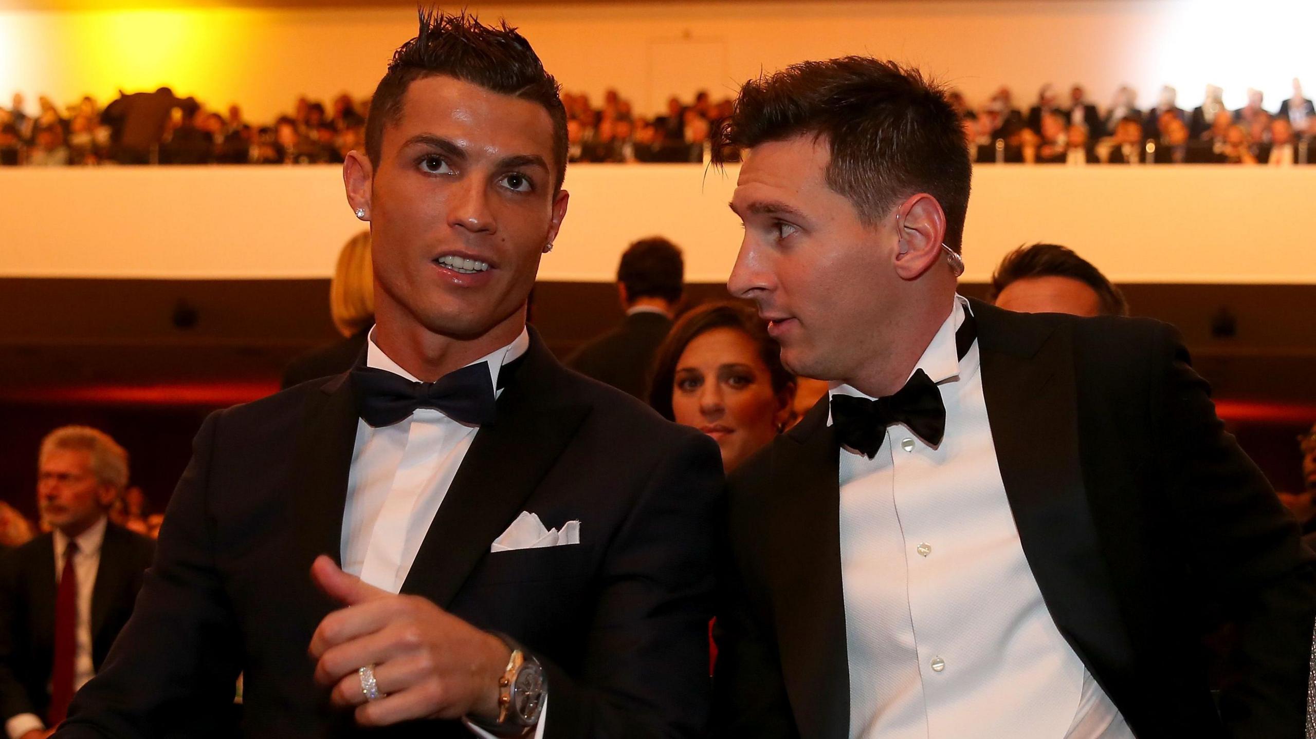 Cristiano Ronaldo and Lionel Messi pictured at a Ballon d'Or awards ceremony