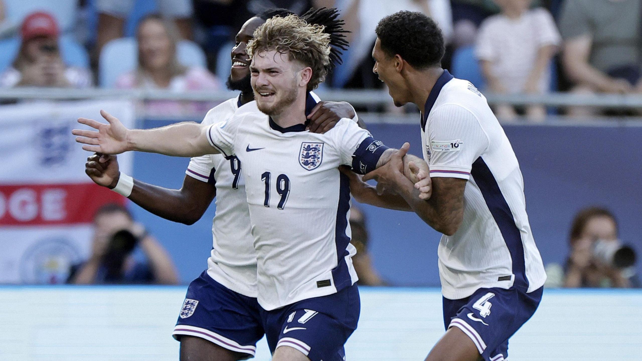 Harvey Elliott celebrates his second goal