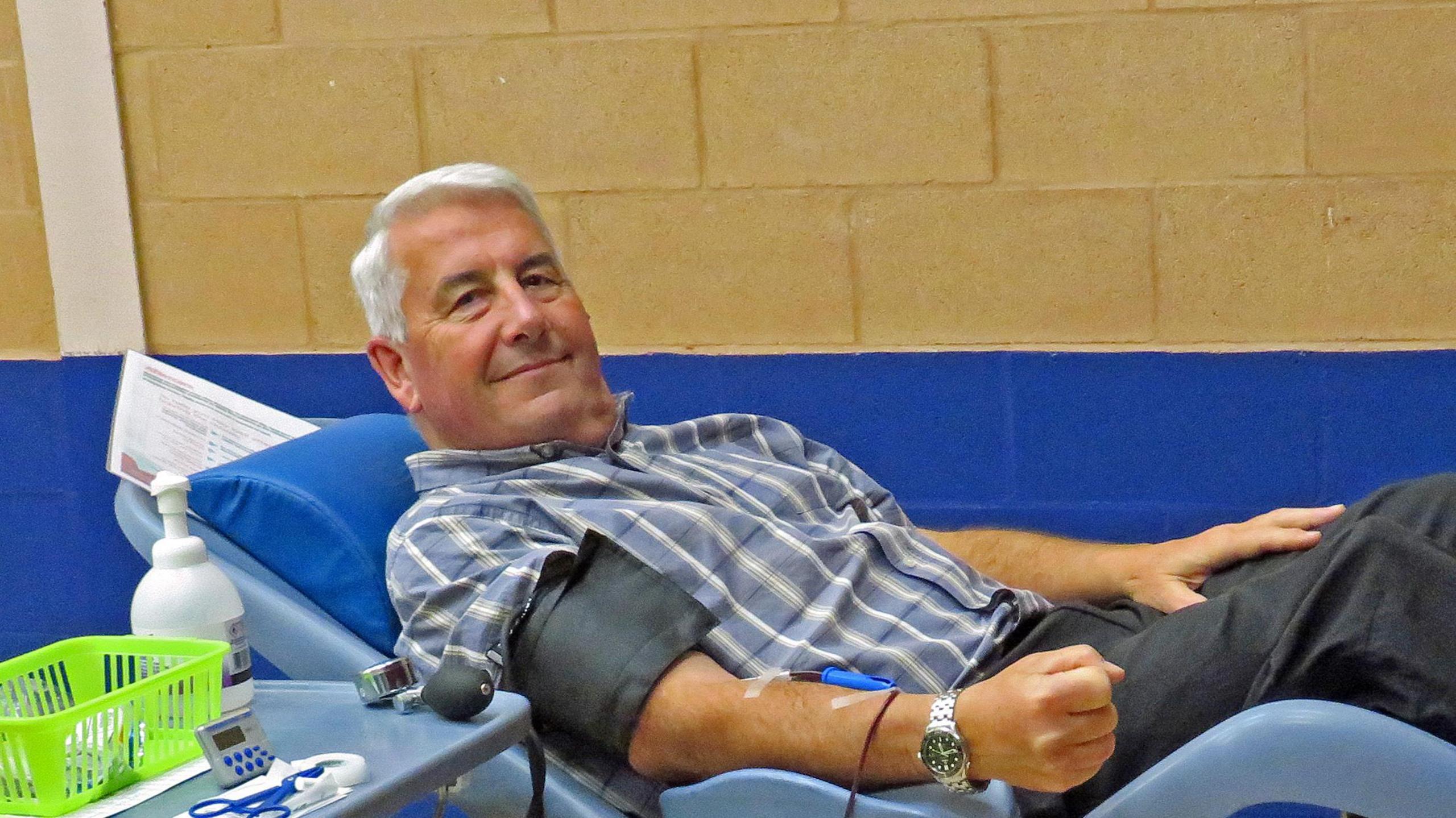 David Rose giving blood