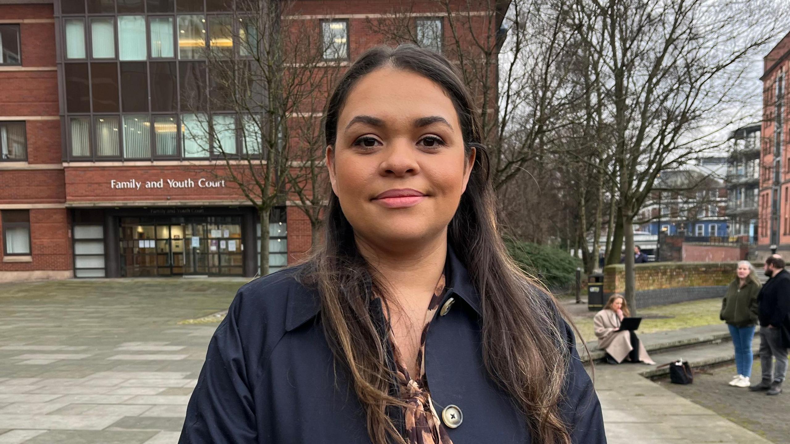 Lawyer Sadie Simpson outside Nottingham Magistrate's Court