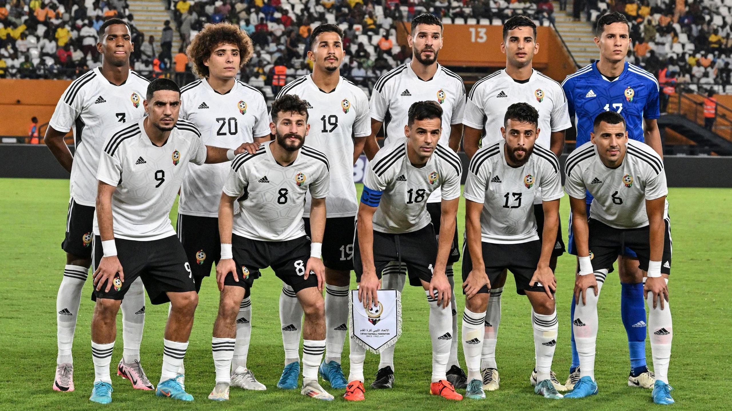 Libya's football team line up ahead of an Africa Cup of Nations 2025 qualifier in September 2024