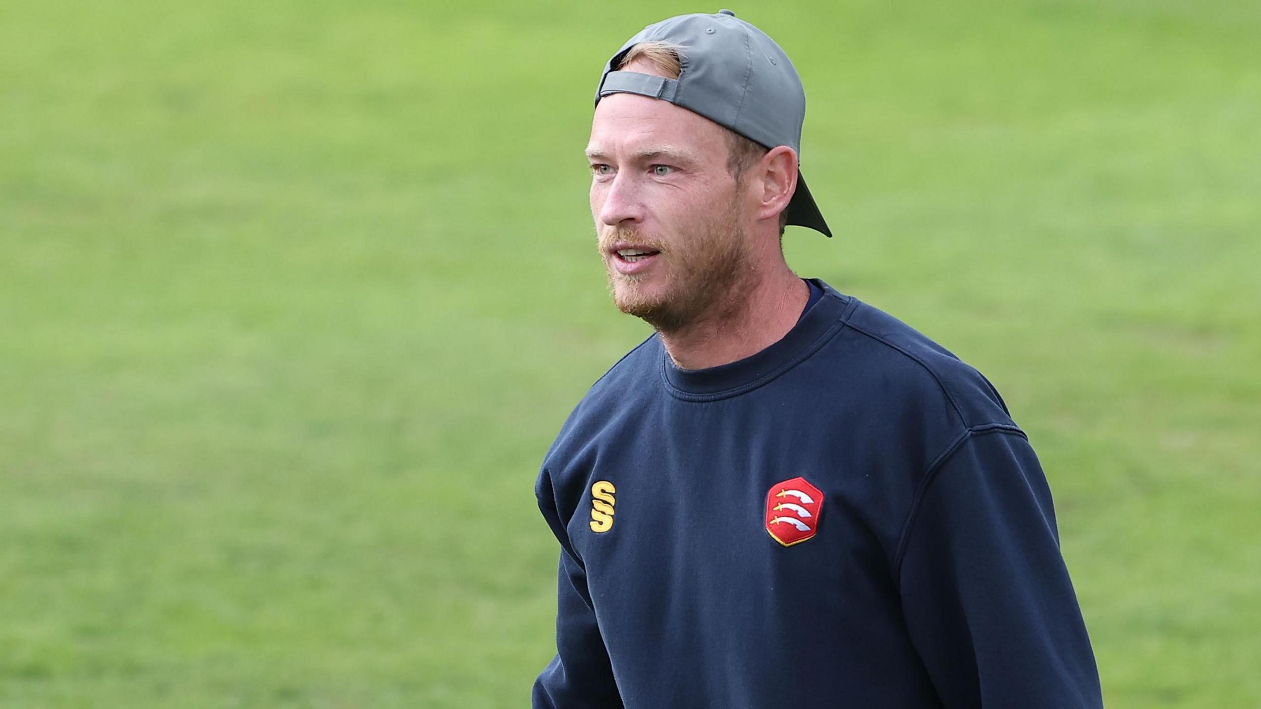 Tom Westley warming up before a game for Essex