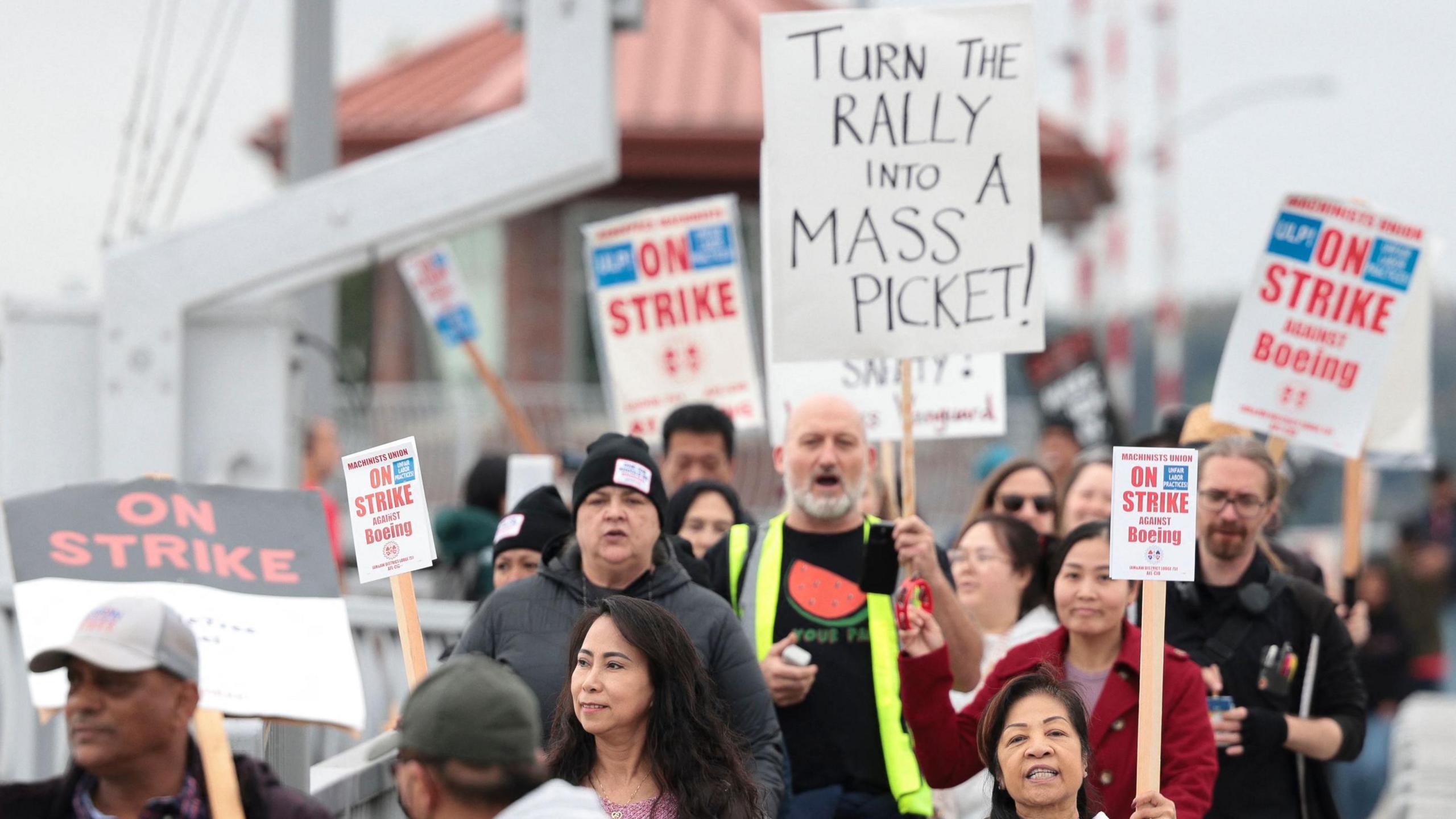 Striking Boeing workers.