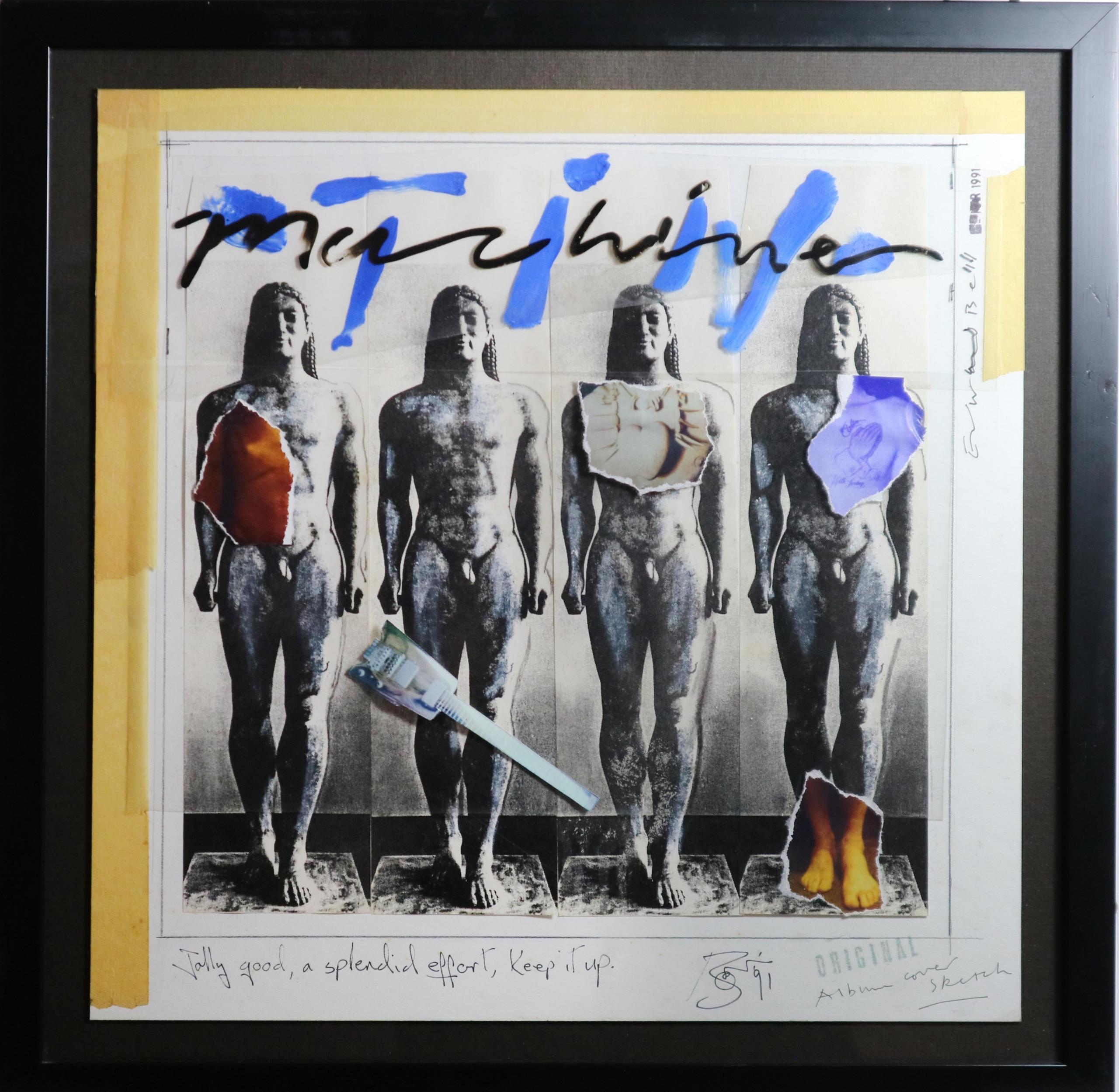 Tin Machine album cover, original mock up with traced signatures