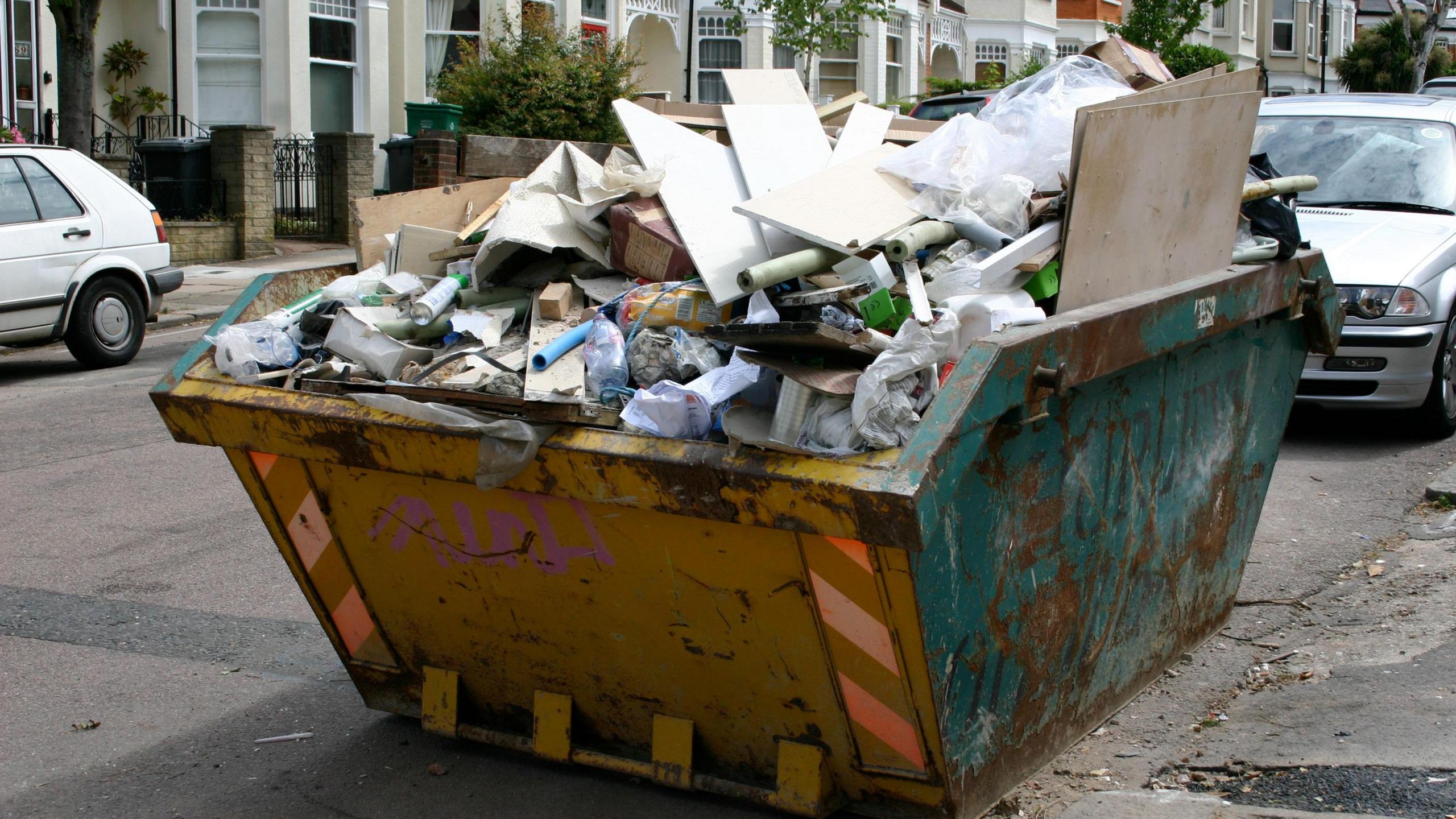 A skip containing waste