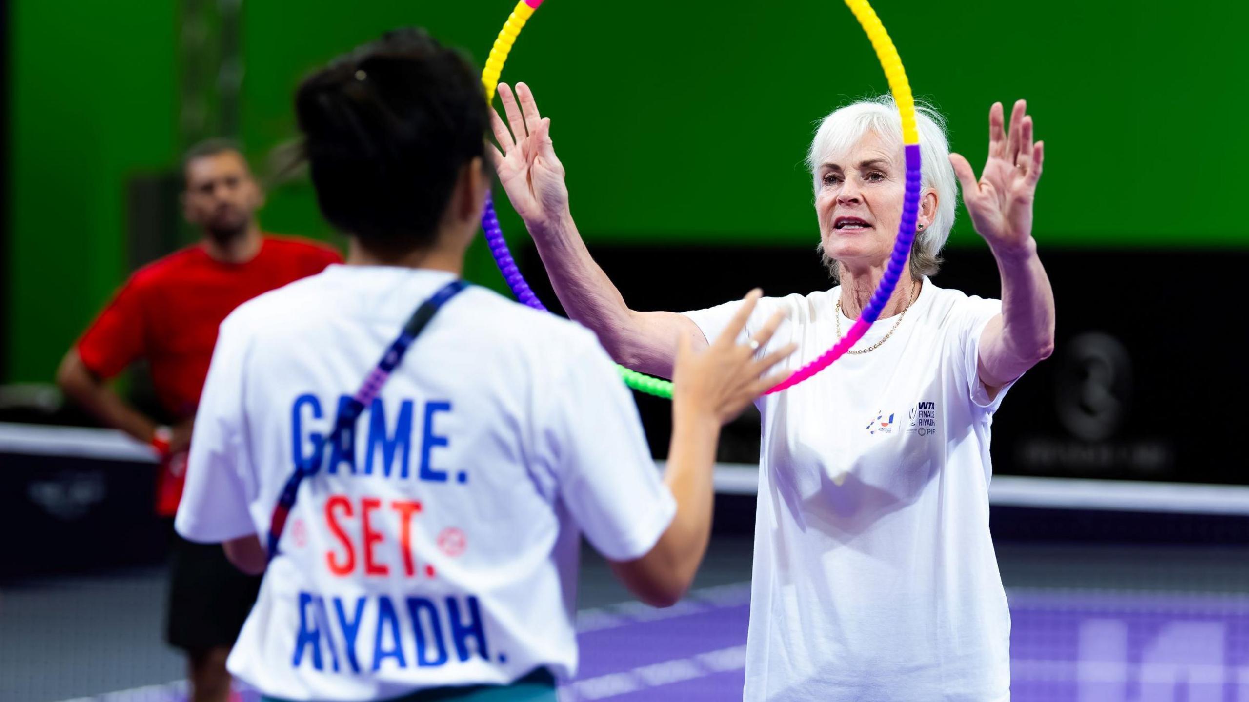 Judy Murray runs a Special Olympics clinic before the Hologic WTA Tour 2025 at King Saud University Indoor Arena on October 29, 2025 in Riyadh